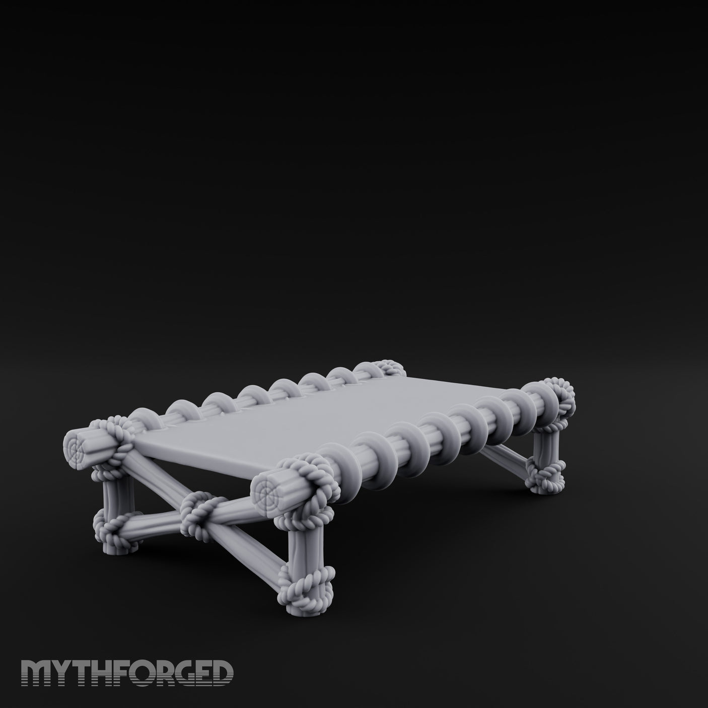 Rope-Lashed Cross-Braced Pirate Rope Bed Miniature for Dungeons and Dragons, Pathfinder or other TTRPGs