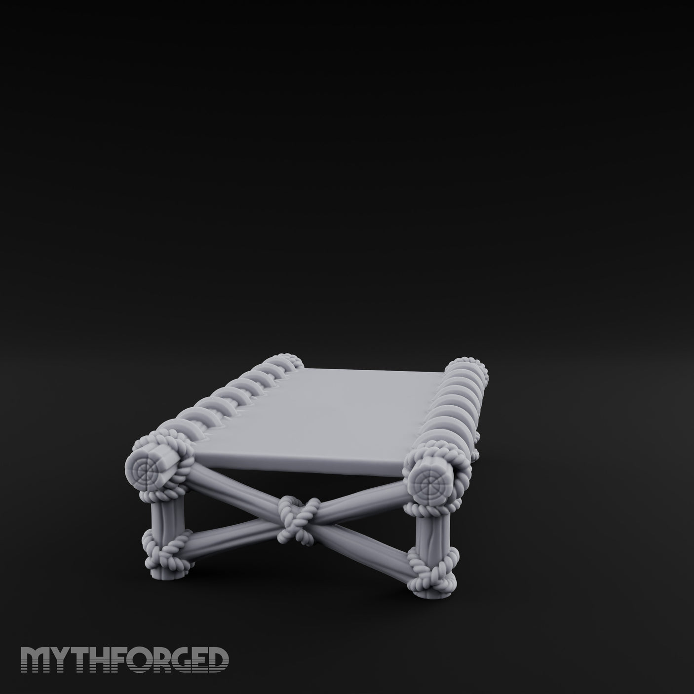 Rope-Lashed Cross-Braced Pirate Rope Bed Miniature for Dungeons and Dragons, Pathfinder or other TTRPGs