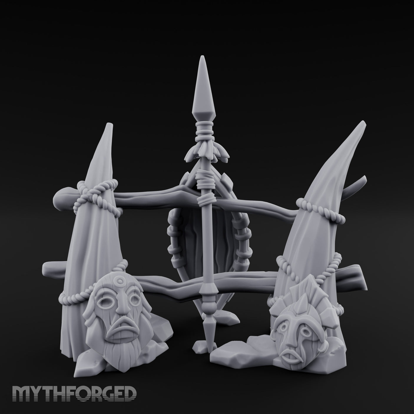 Rope-Lashed Diamond-Etched Tribal Idol Marker Scene Miniature for Dungeons and Dragons, Pathfinder or other TTRPGs