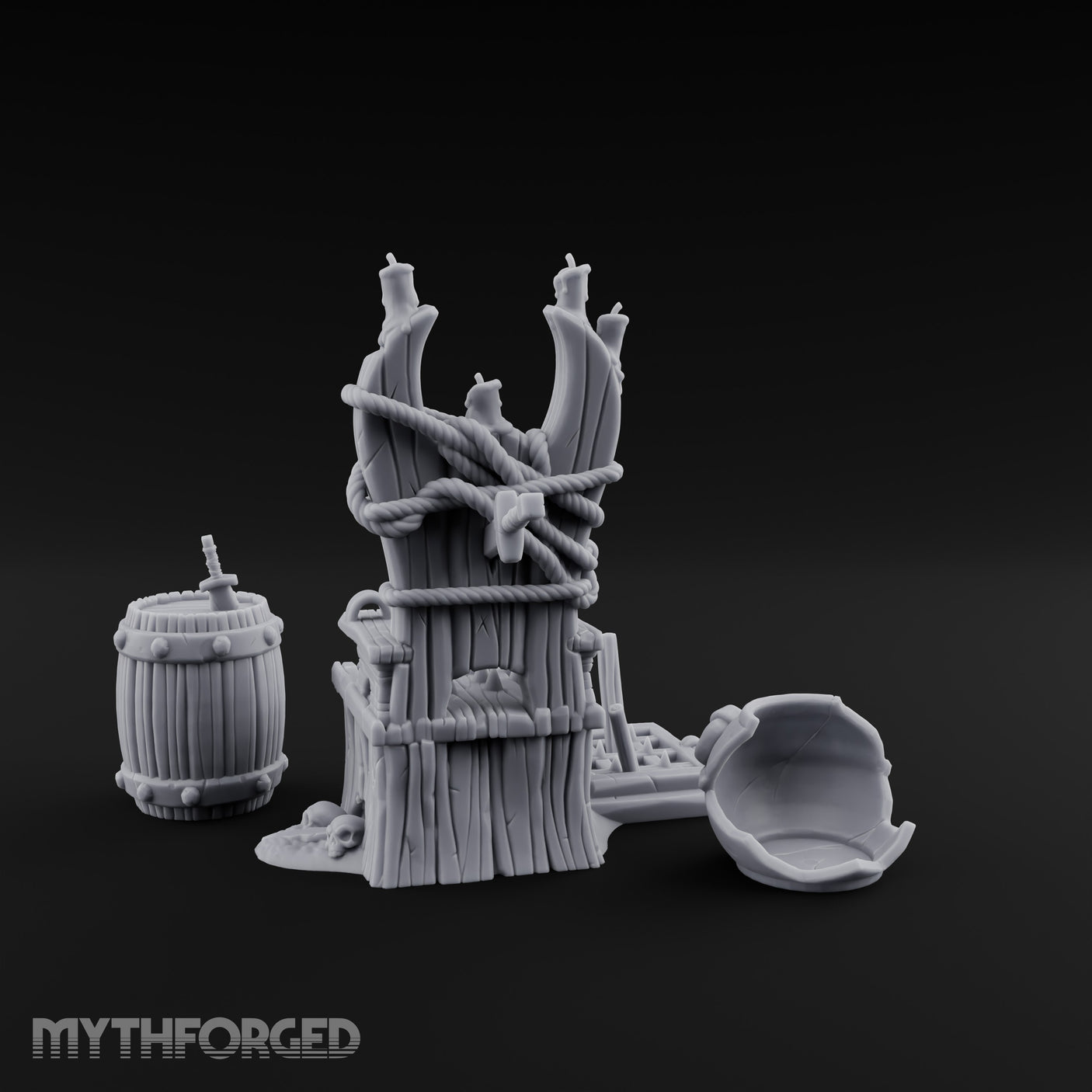 Rope-Lashed Spike-Studded Torture Chair Clutter Set Miniature for Dungeons and Dragons, Pathfinder or other TTRPGs