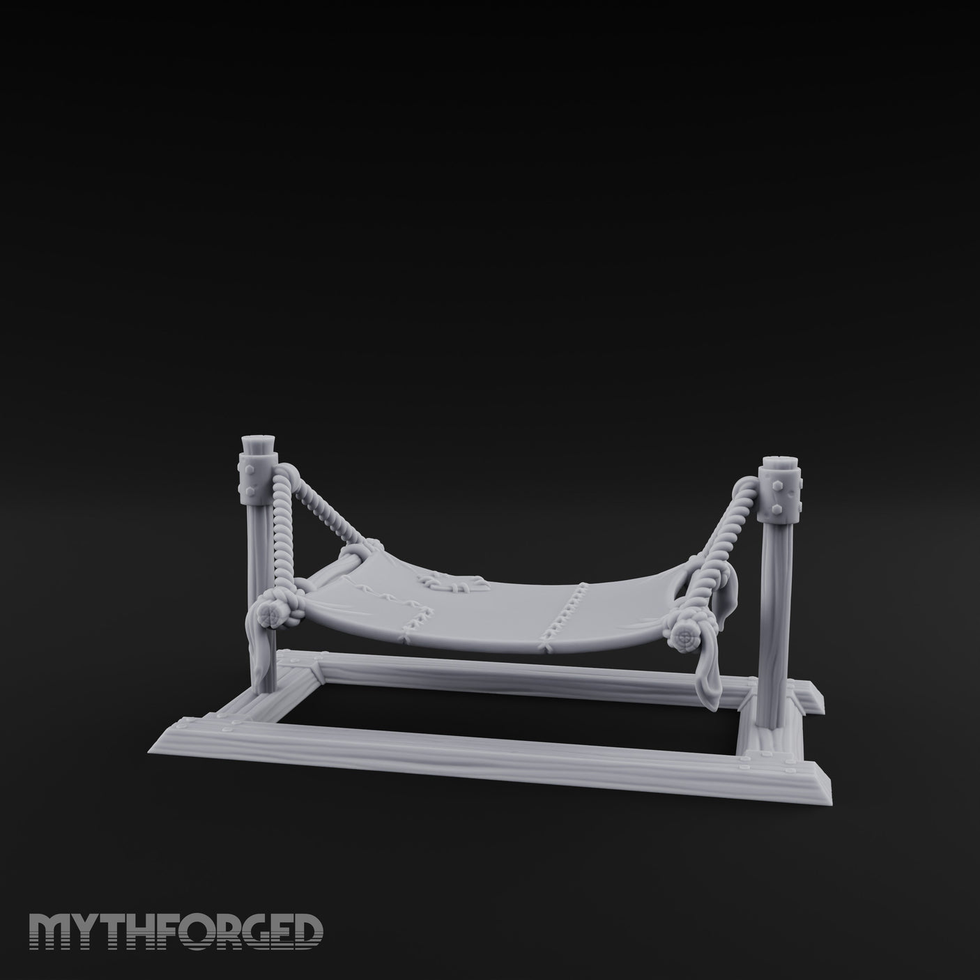 Rope-Strung Timber-Framed Hammock Miniature for Dungeons and Dragons, Pathfinder or other TTRPGs