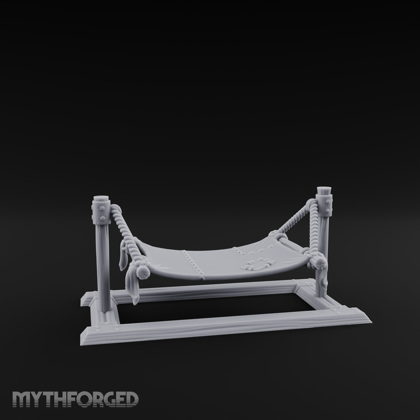 Rope-Strung Timber-Framed Hammock Miniature for Dungeons and Dragons, Pathfinder or other TTRPGs