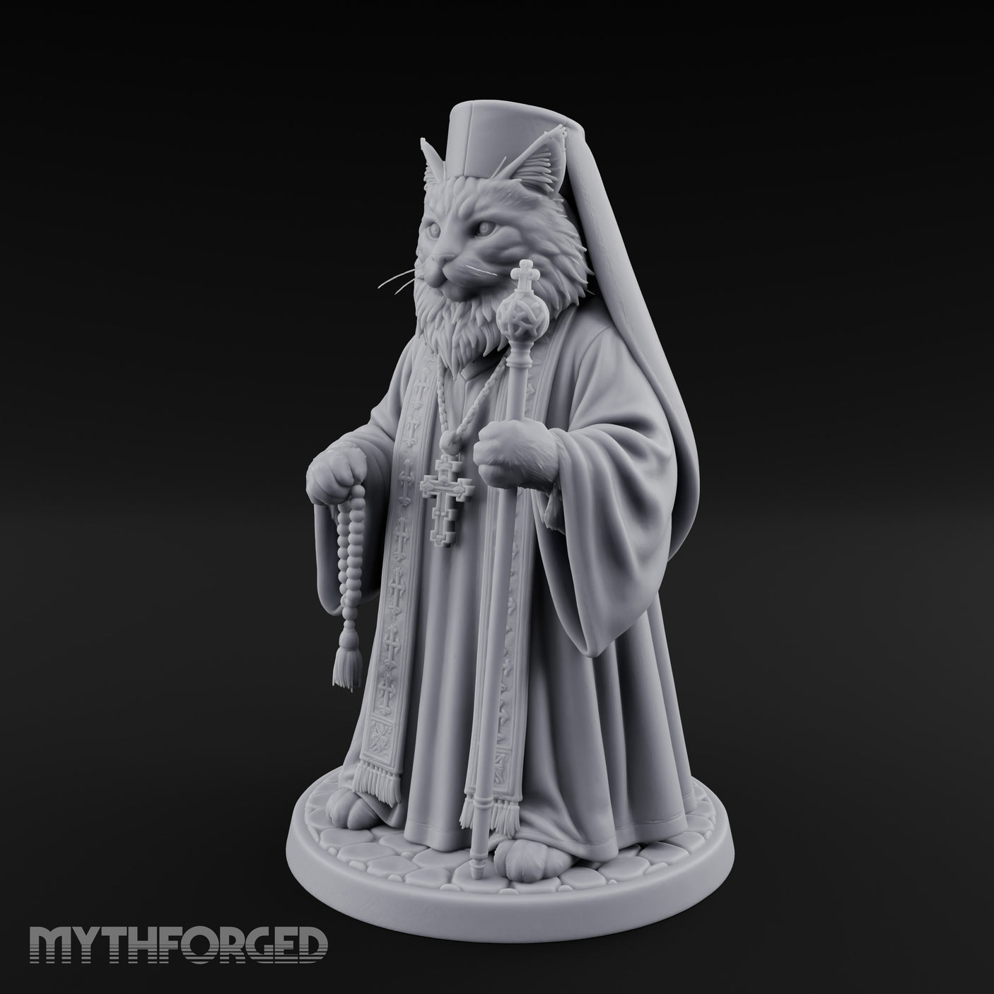 Rosary Clutching Tabaxi Cleric Miniature for Dungeons and Dragons, Pathfinder or other TTRPGs