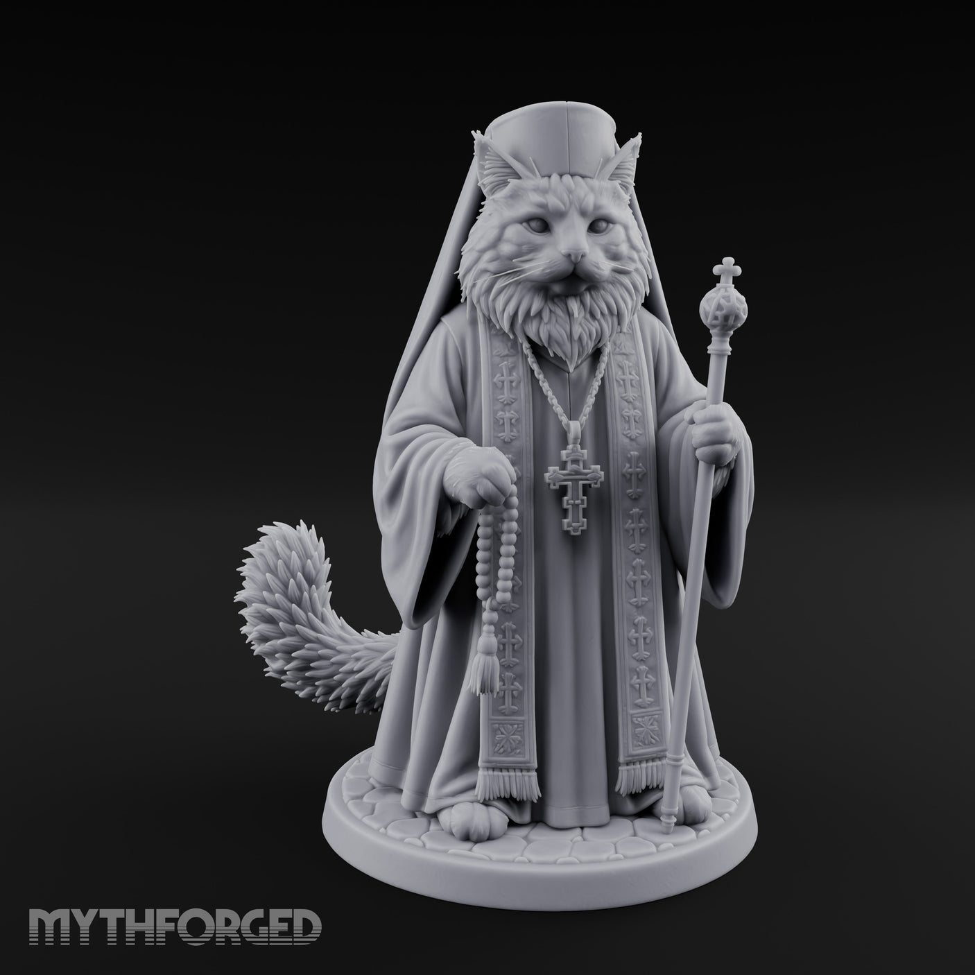 Rosary Clutching Tabaxi Cleric Miniature for Dungeons and Dragons, Pathfinder or other TTRPGs