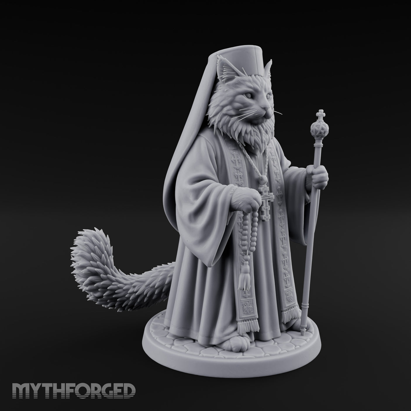 Rosary Clutching Tabaxi Cleric Miniature for Dungeons and Dragons, Pathfinder or other TTRPGs