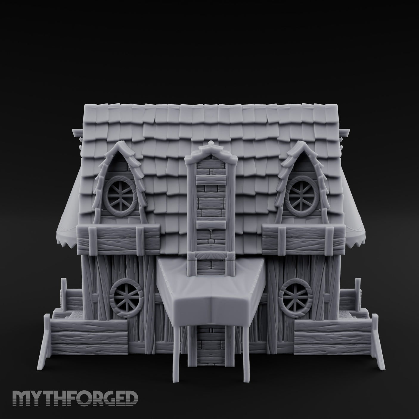 Round-Windowed Plank-Sided Fortune Teller's Shack Miniature for Dungeons and Dragons, Pathfinder or other TTRPGs