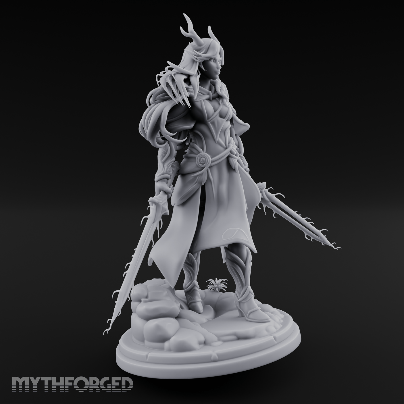 Swept Back Striding Tiefling Warlord Miniature for Dungeons and Dragons, Pathfinder or other TTRPGs