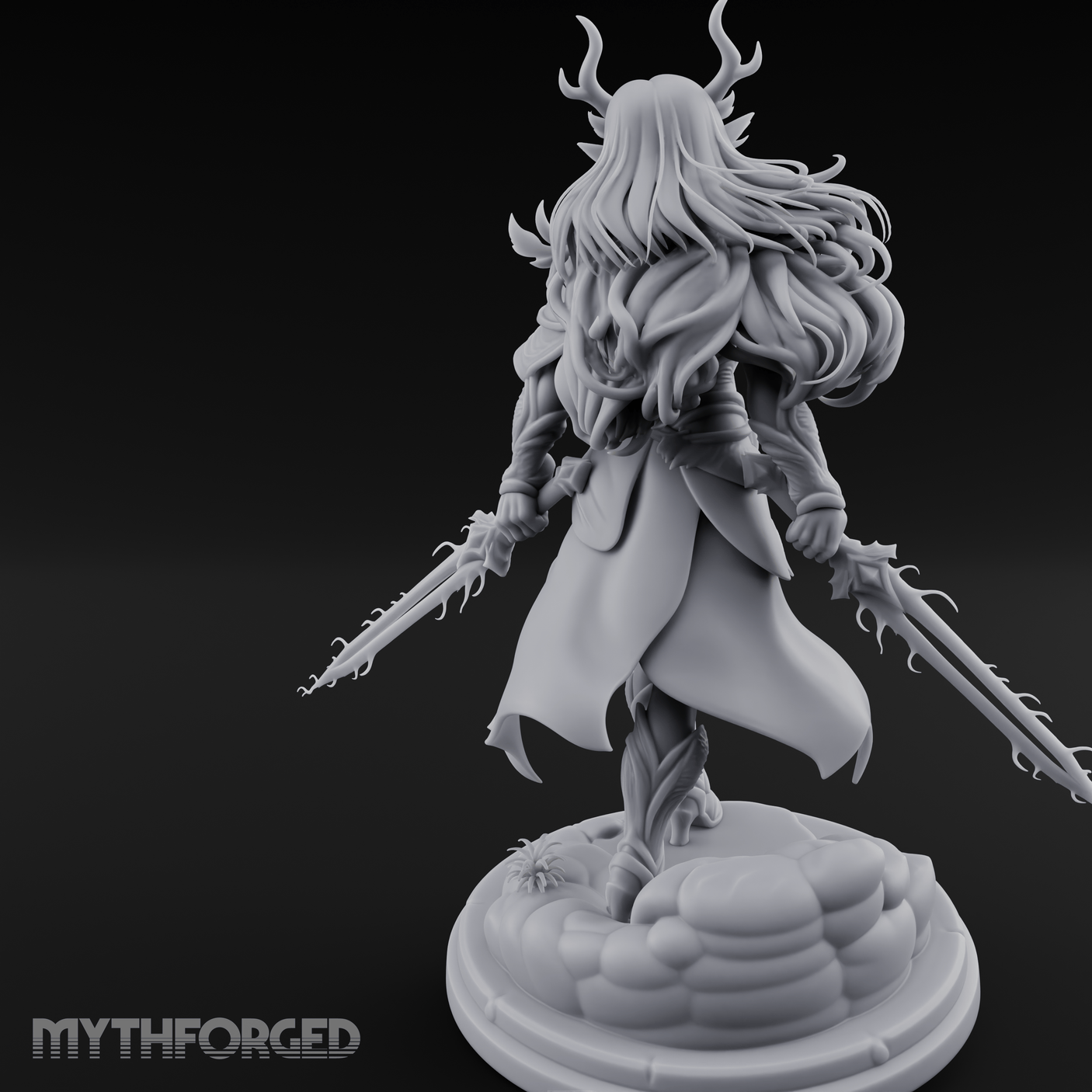 Swept Back Striding Tiefling Warlord Miniature for Dungeons and Dragons, Pathfinder or other TTRPGs