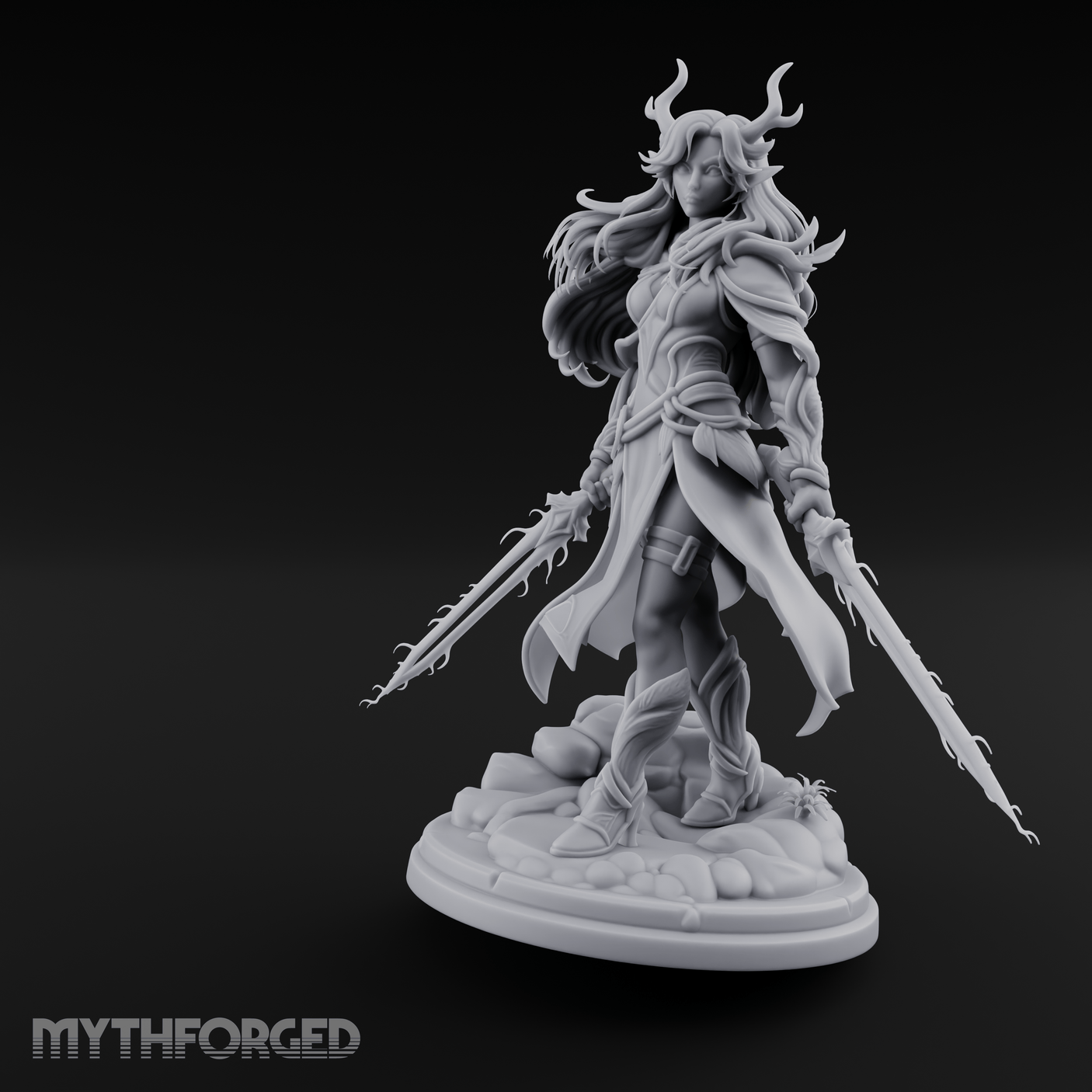 Swept Back Striding Tiefling Warlord Miniature for Dungeons and Dragons, Pathfinder or other TTRPGs
