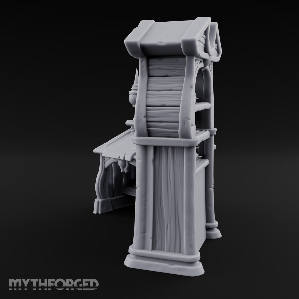 Whispers Filed, Scrolls Stacked Wooden Advisor Desk and Bookcase