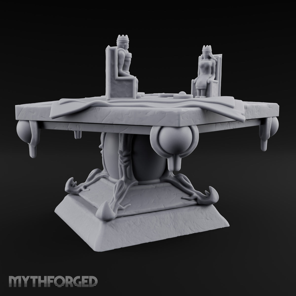 Two Crowns, One Parley Ornate Stone Map Table