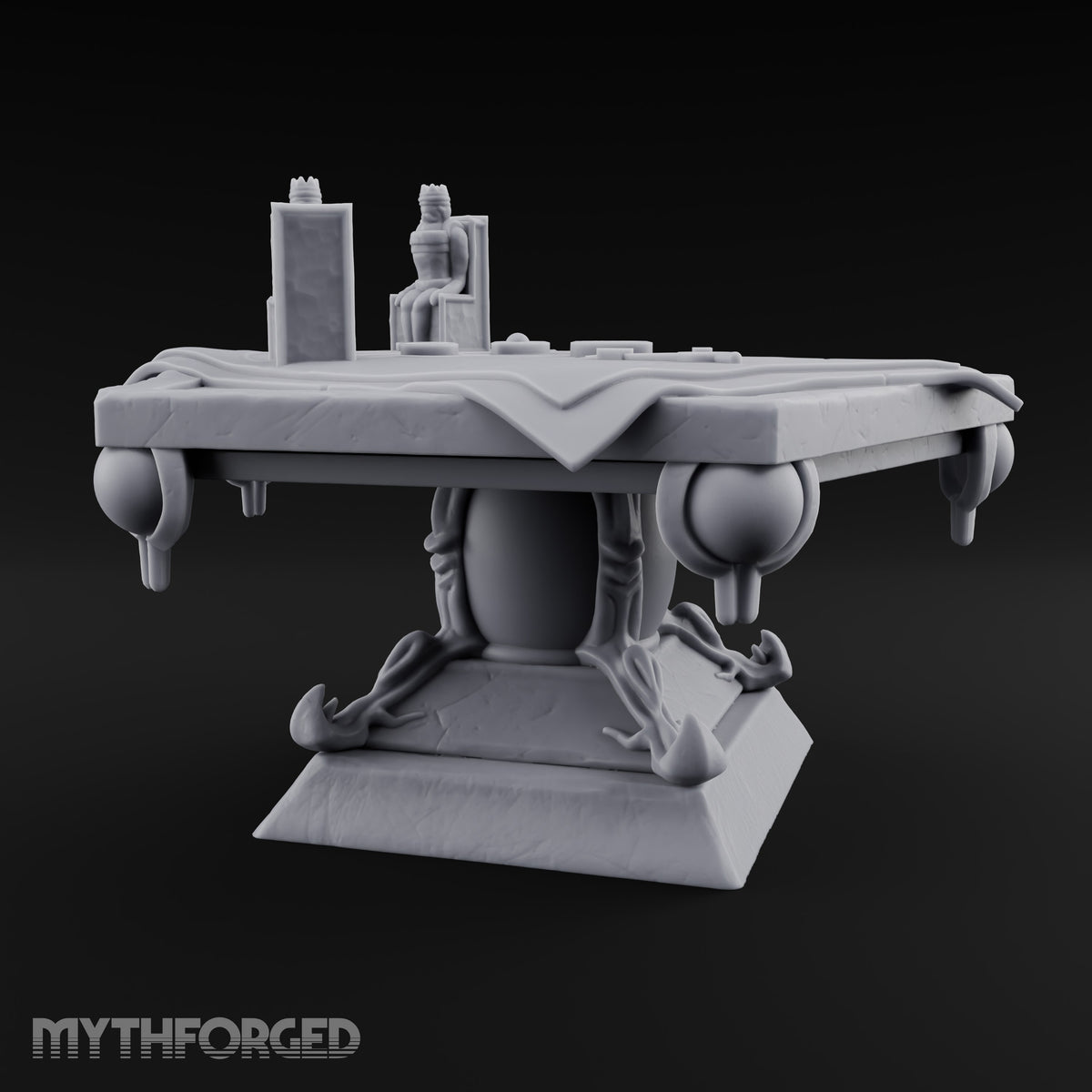 Two Crowns, One Parley Ornate Stone Map Table