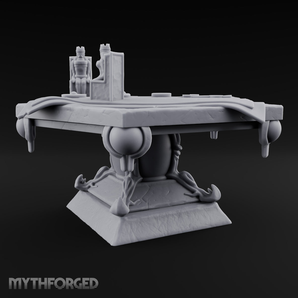 Two Crowns, One Parley Ornate Stone Map Table