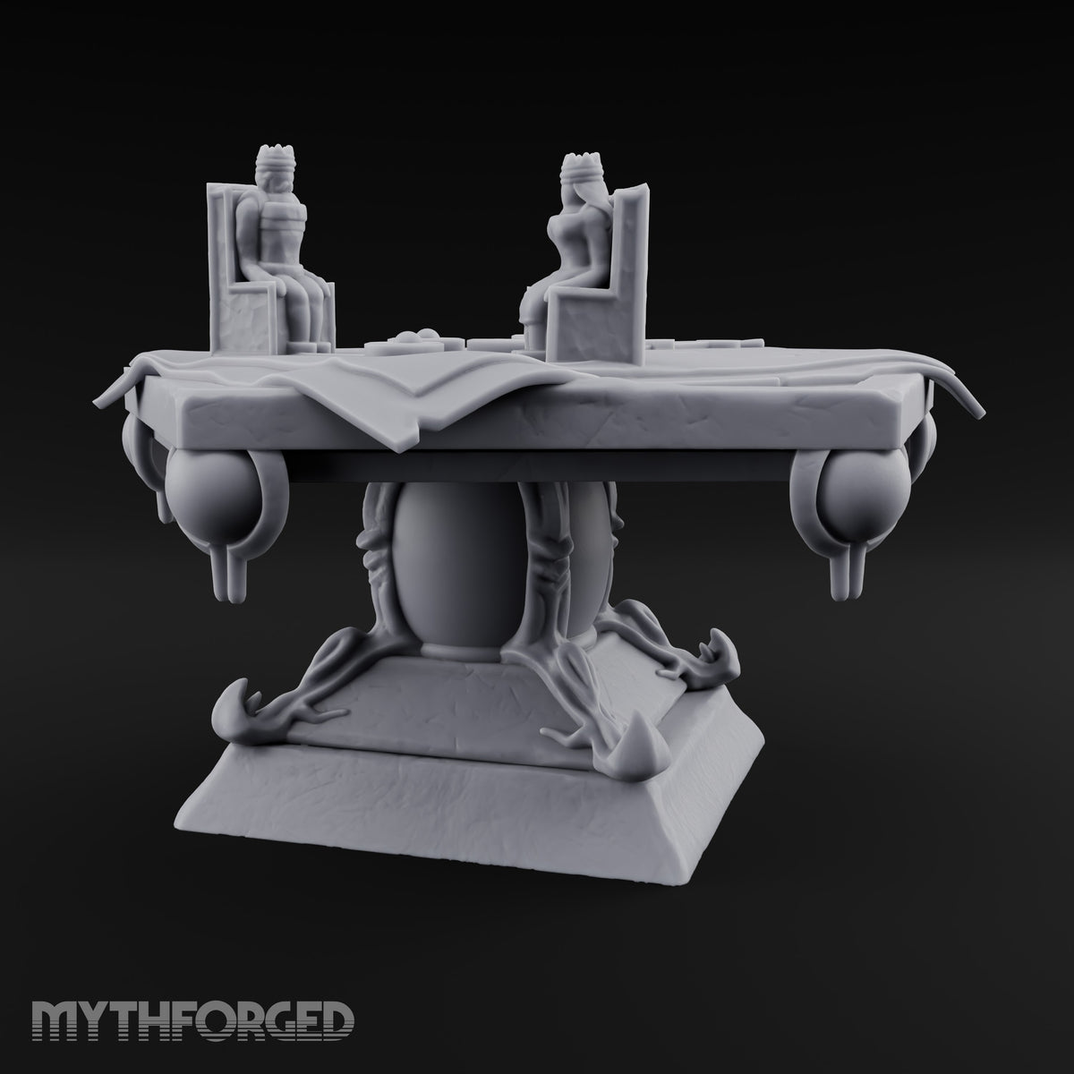 Two Crowns, One Parley Ornate Stone Map Table