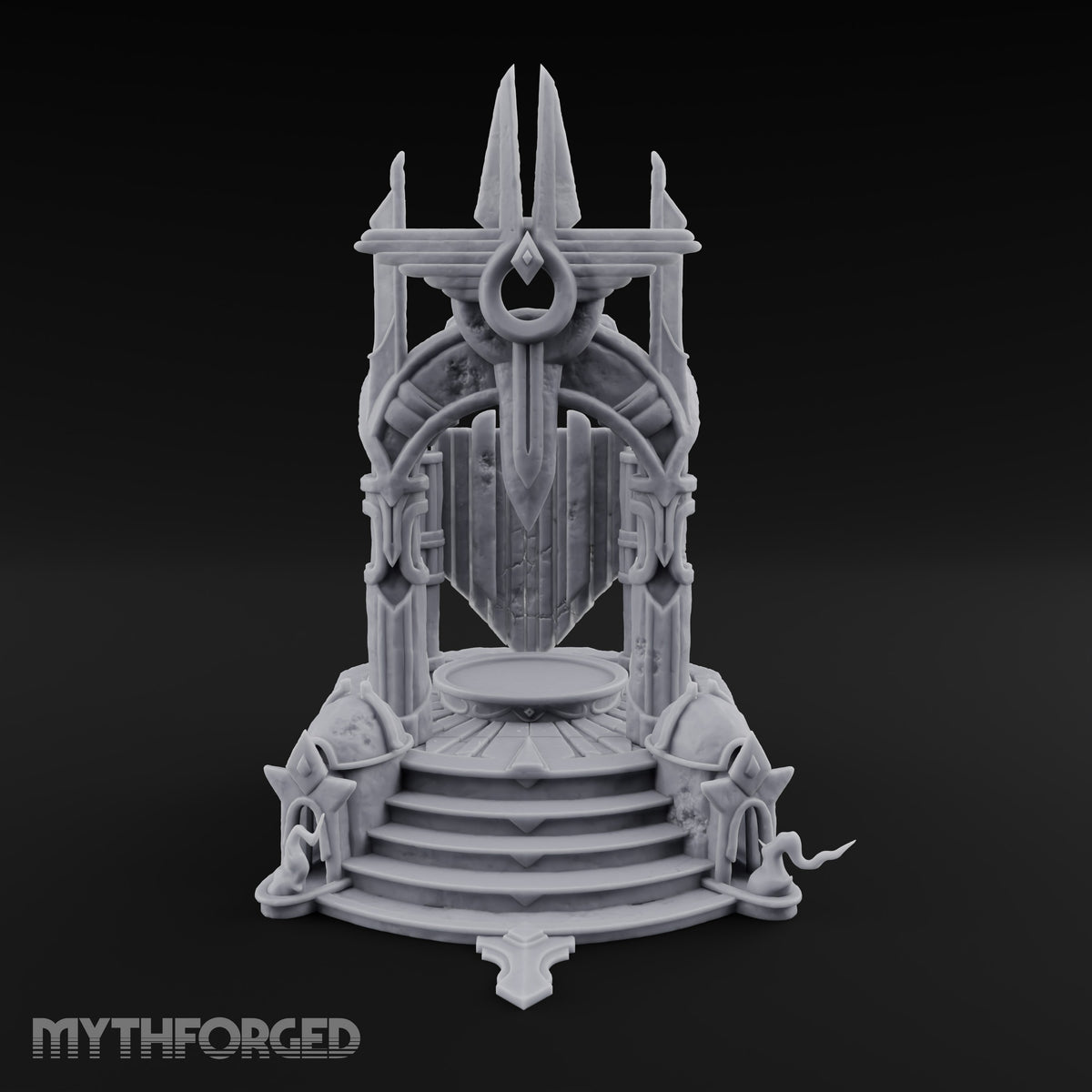 Ascend to Be Crowned Ornate Stone Throne Dais