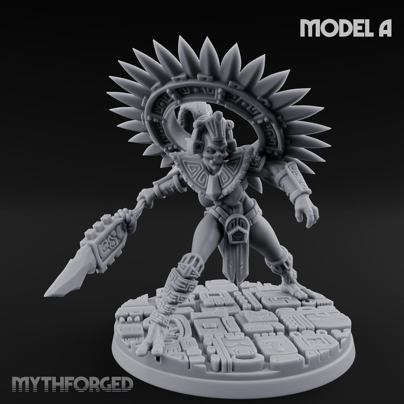 Aztec Inspired Spiked Crown Commanding Hobgoblin Warlord Miniature for Dungeons and Dragons, Pathfinder or other TTRPGs