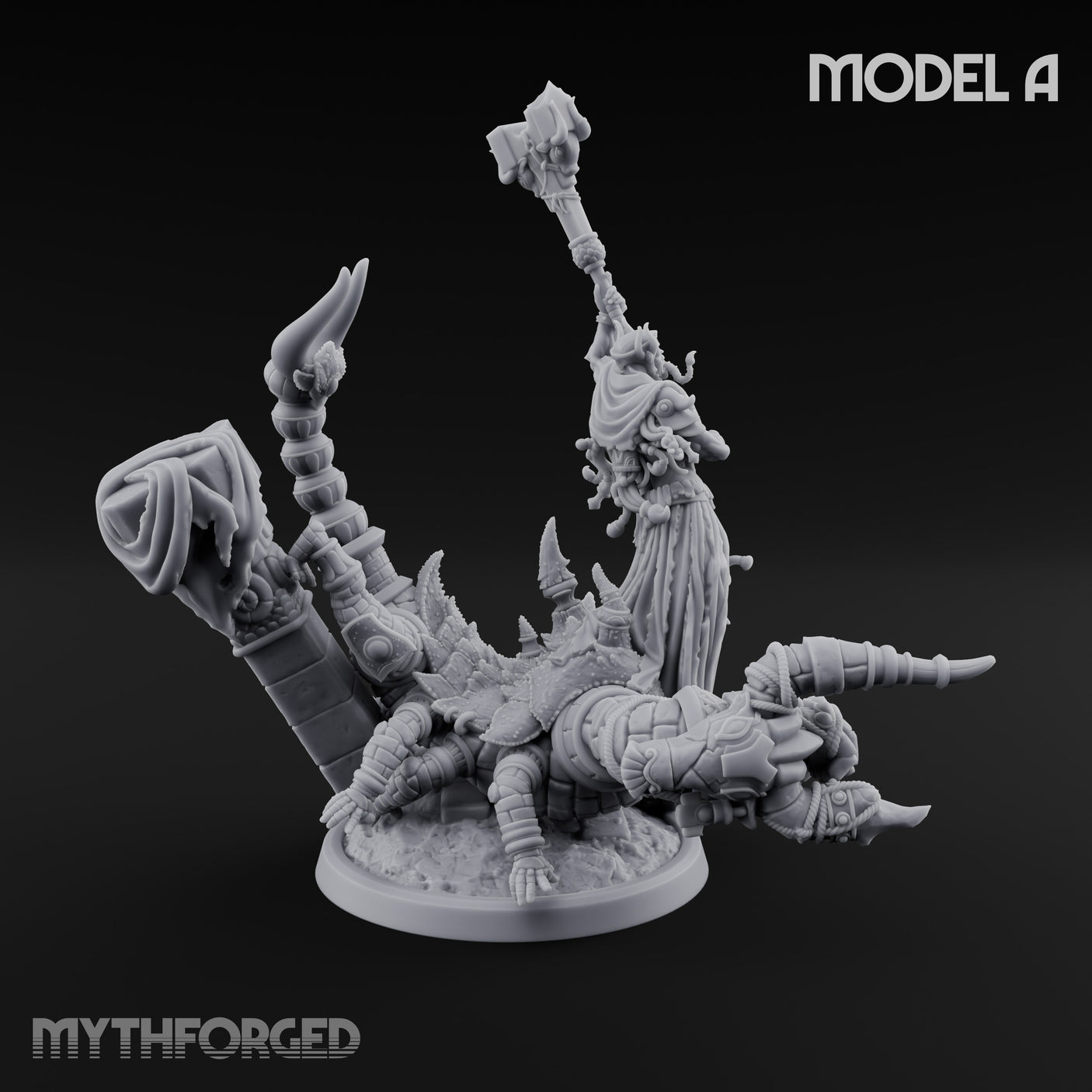 Ruin Mounted Mace Raising Androsphinx A Miniature for Dungeons and Dragons, Pathfinder or other TTRPGs