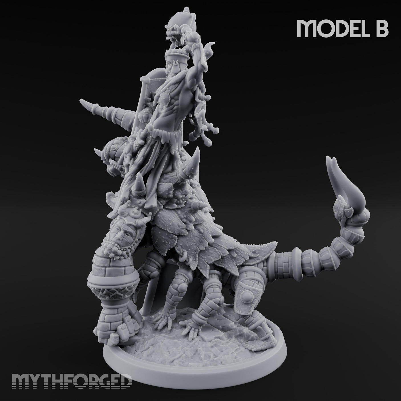 Ruin Mounted Mace Raising Androsphinx B Miniature for Dungeons and Dragons, Pathfinder or other TTRPGs
