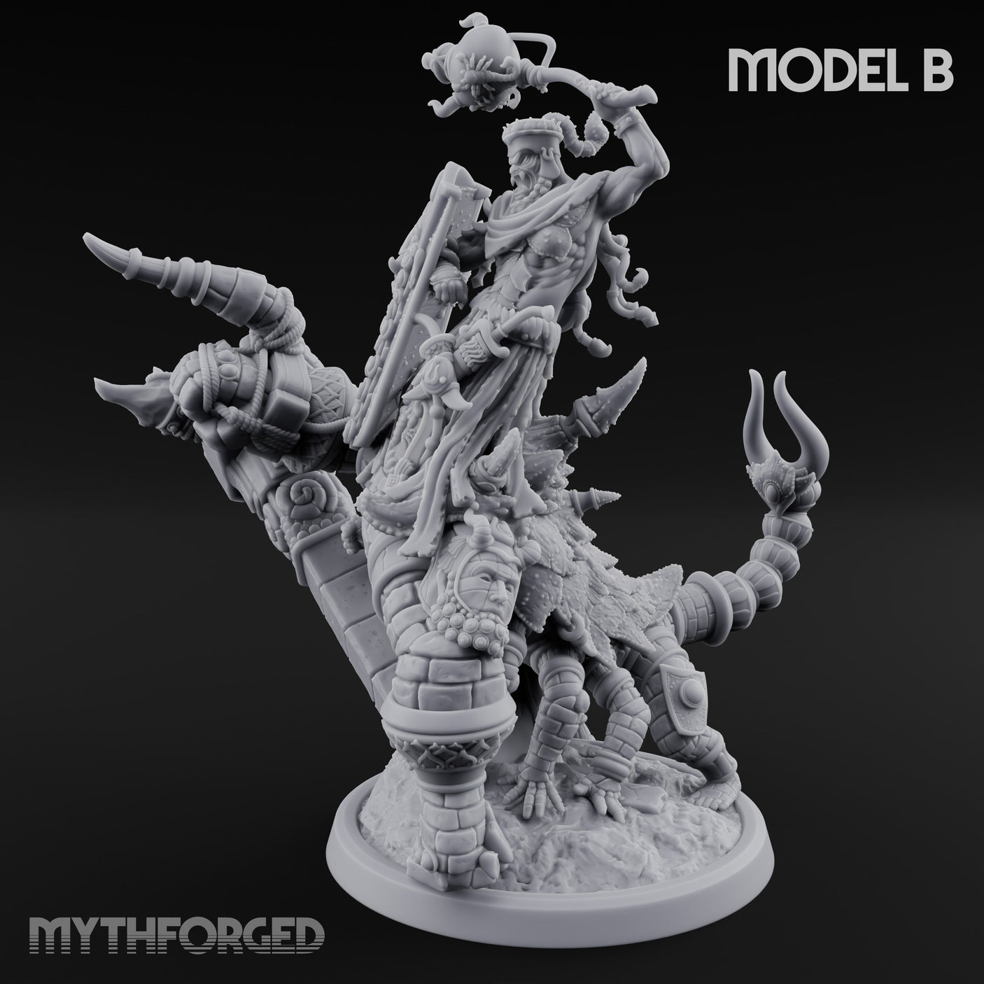 Ruin Mounted Mace Raising Androsphinx B Miniature for Dungeons and Dragons, Pathfinder or other TTRPGs