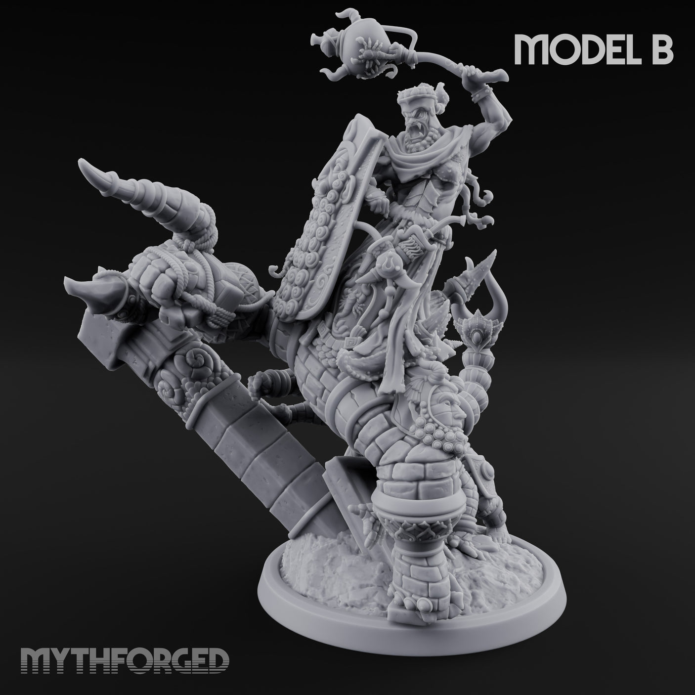 Ruin Mounted Mace Raising Androsphinx B Miniature for Dungeons and Dragons, Pathfinder or other TTRPGs