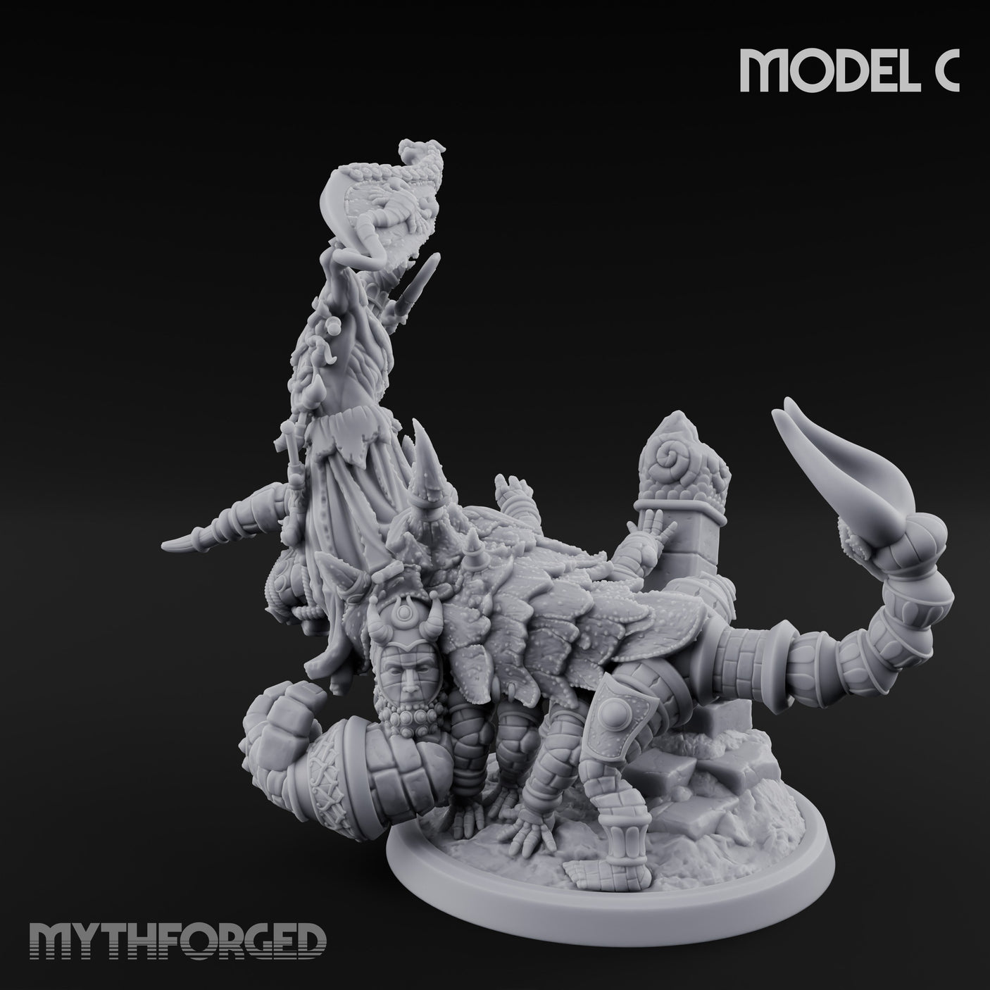 Ruin Mounted Mace Raising Androsphinx C Miniature for Dungeons and Dragons, Pathfinder or other TTRPGs