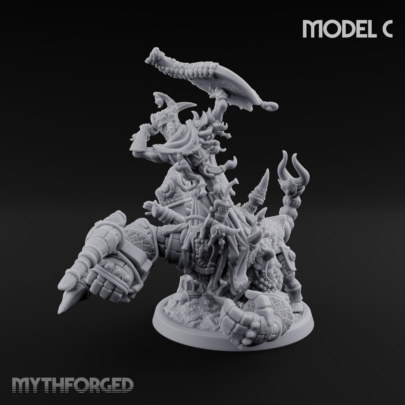 Ruin Mounted Mace Raising Androsphinx C Miniature for Dungeons and Dragons, Pathfinder or other TTRPGs