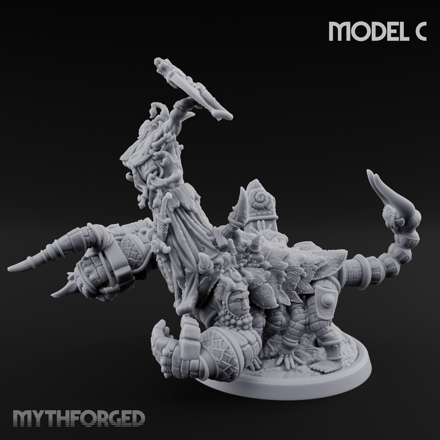 Ruin Mounted Mace Raising Androsphinx C Miniature for Dungeons and Dragons, Pathfinder or other TTRPGs