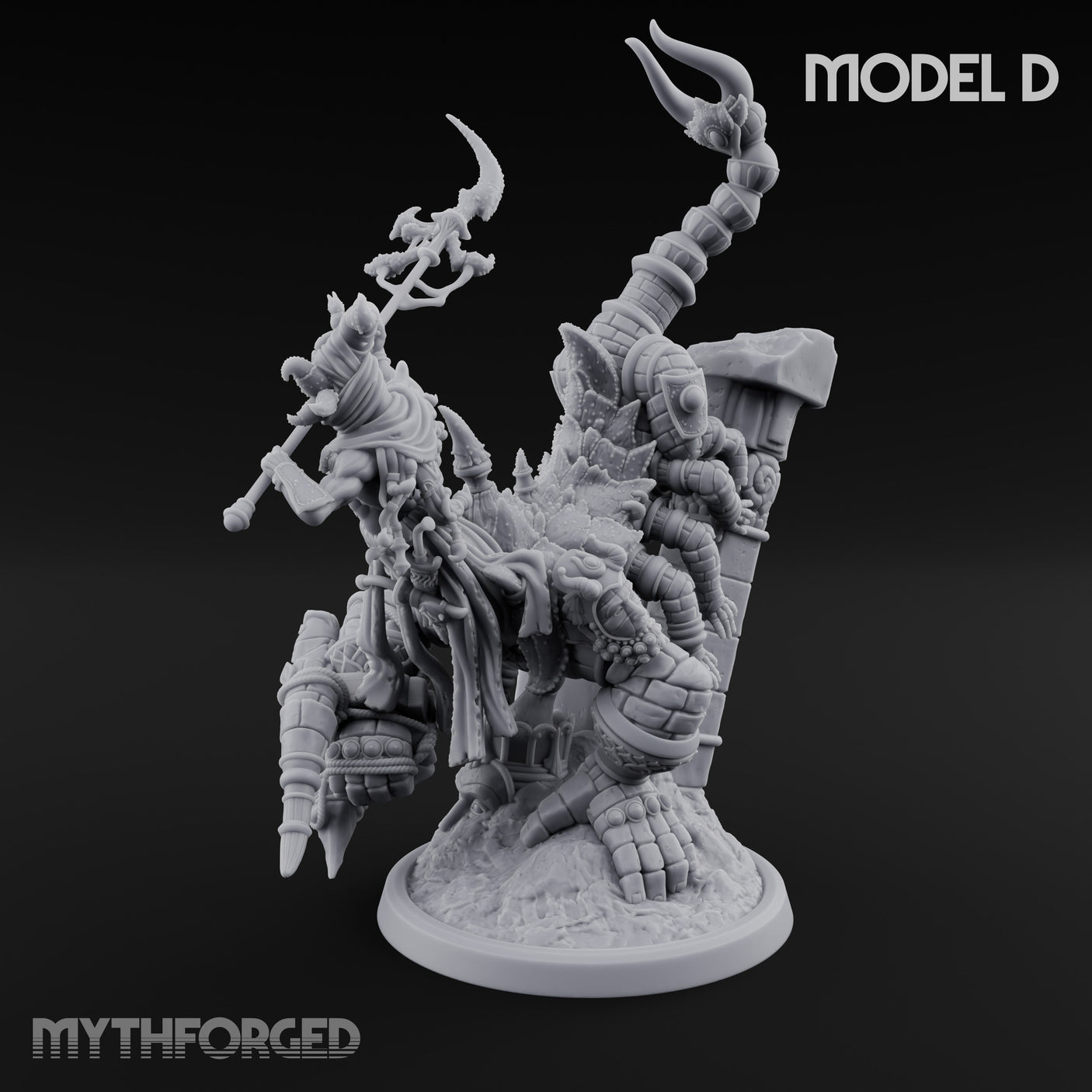Ruin Mounted Mace Raising Androsphinx D Miniature for Dungeons and Dragons, Pathfinder or other TTRPGs