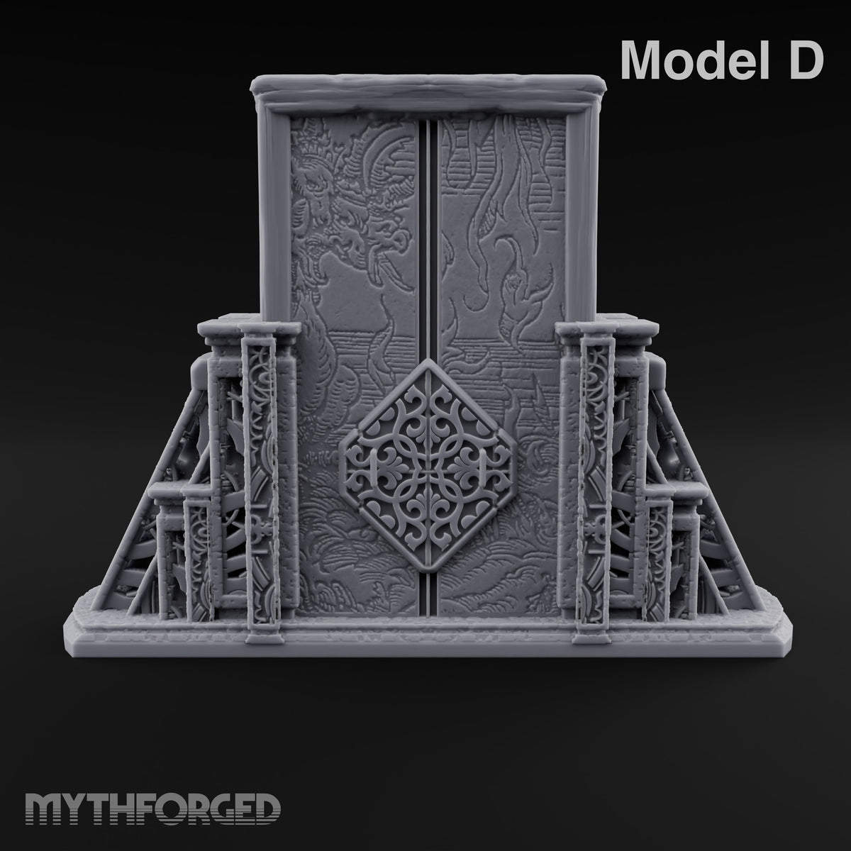 Doors Sealed, Pillars Still Praying Ornate Temple Gate Ruins — D