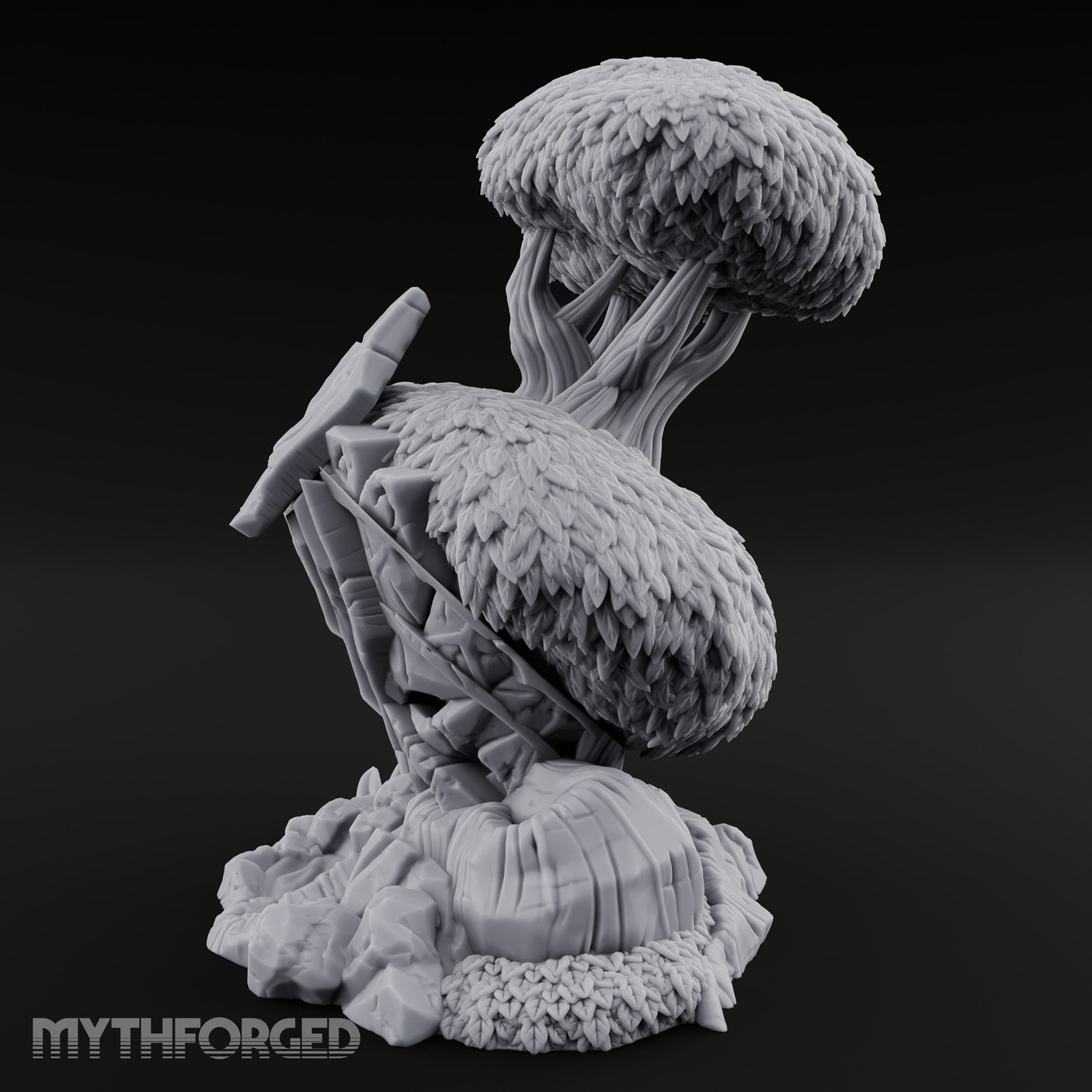 Rune-Carved Face-Bearing Ancient Wood Shrine Miniature for Dungeons and Dragons, Pathfinder or other TTRPGs