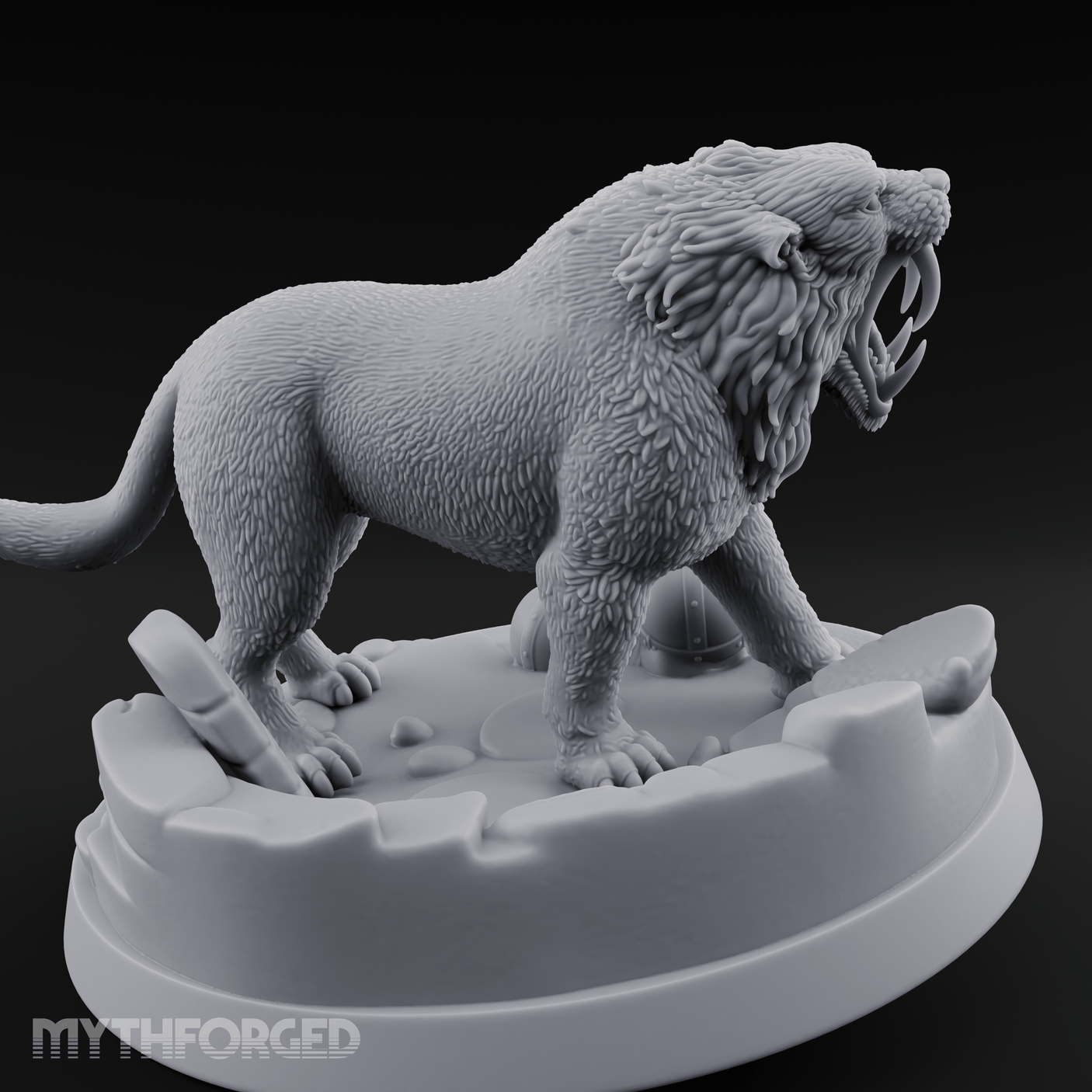 Fangs Bared Triumphant Smilodon Beast Miniature for Dungeons and Dragons, Pathfinder or other TTRPGs