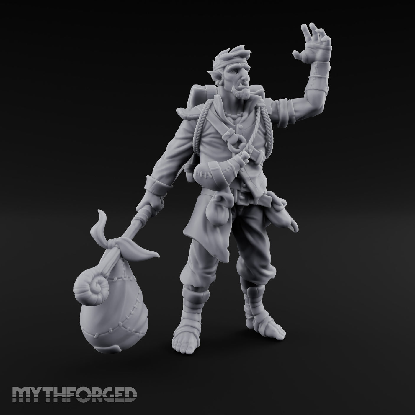 Sack Swinging Human Caravan Leader Miniature for Dungeons and Dragons, Pathfinder or other TTRPGs