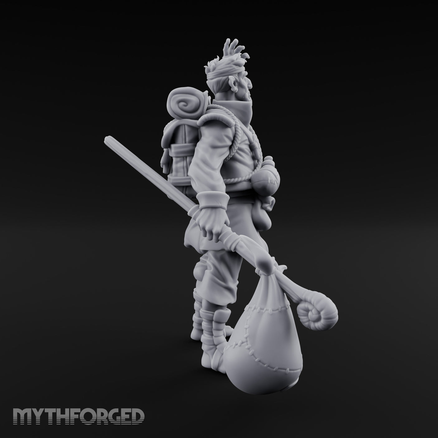 Sack Swinging Human Caravan Leader Miniature for Dungeons and Dragons, Pathfinder or other TTRPGs