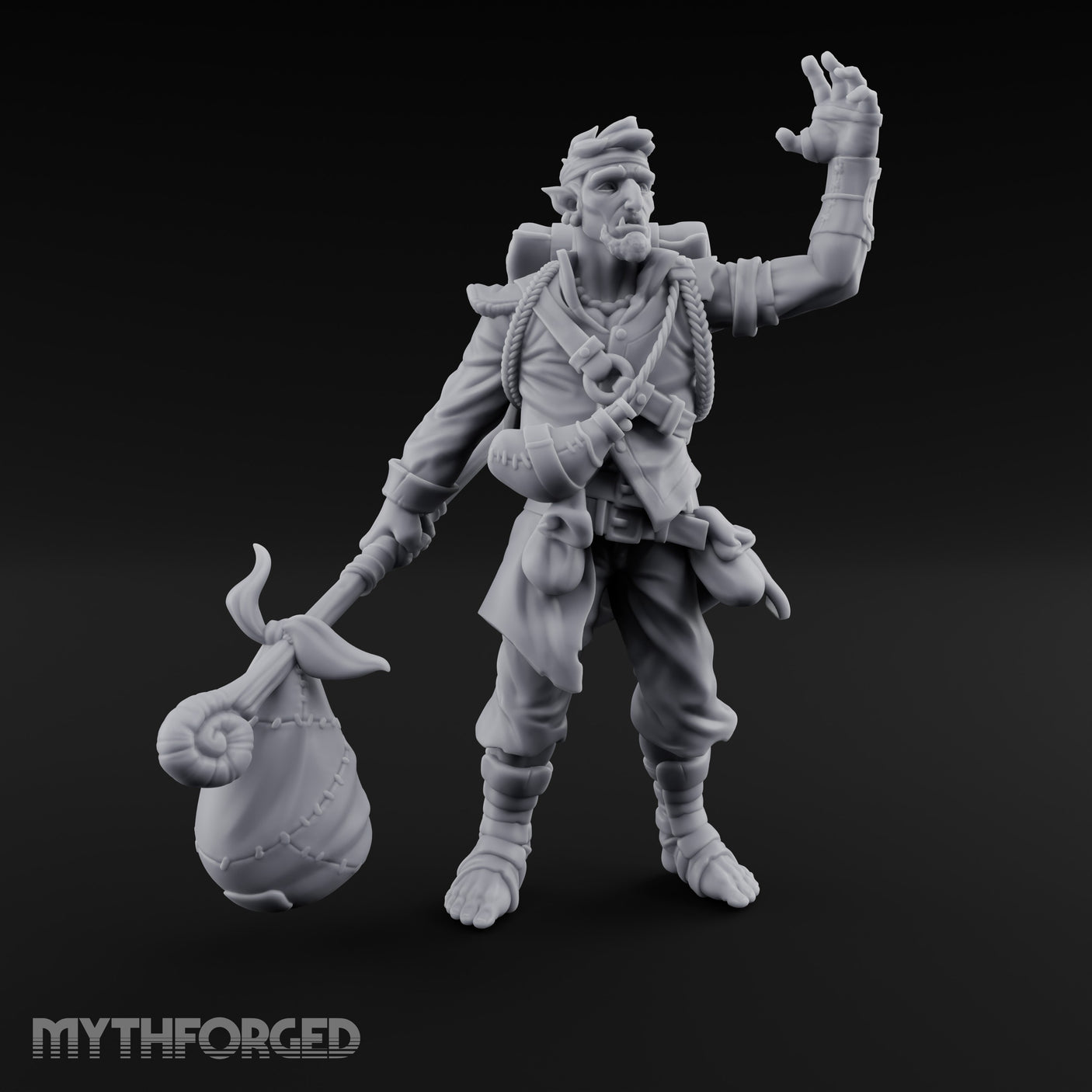 Sack Swinging Human Caravan Leader Miniature for Dungeons and Dragons, Pathfinder or other TTRPGs