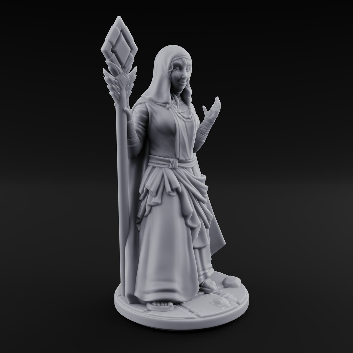 Warmly Welcoming Human Priestesses Miniature for Dungeons and Dragons, Pathfinder or other TTRPGs