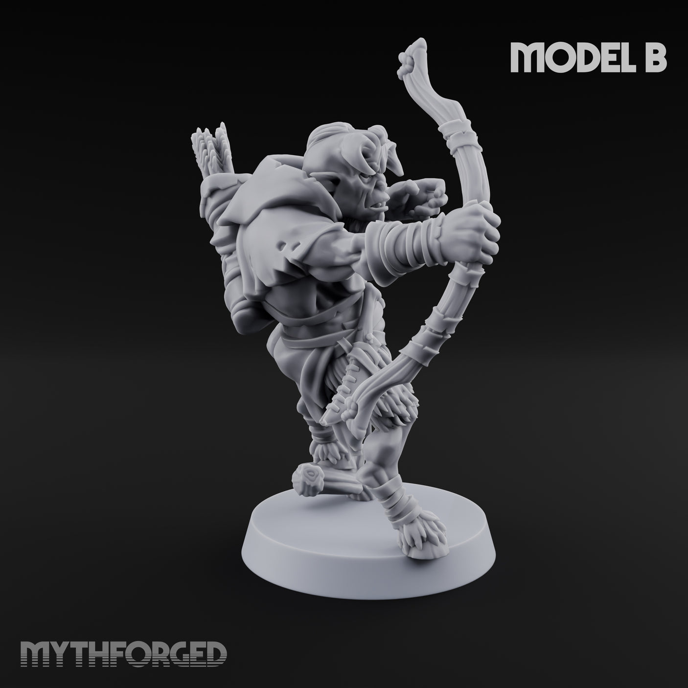 Nocking And Loosing Satyr Archer B Miniature for Dungeons and Dragons, Pathfinder or other TTRPGs