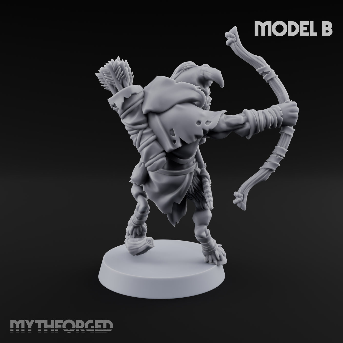 Nocking And Loosing Satyr Archer B Miniature for Dungeons and Dragons, Pathfinder or other TTRPGs