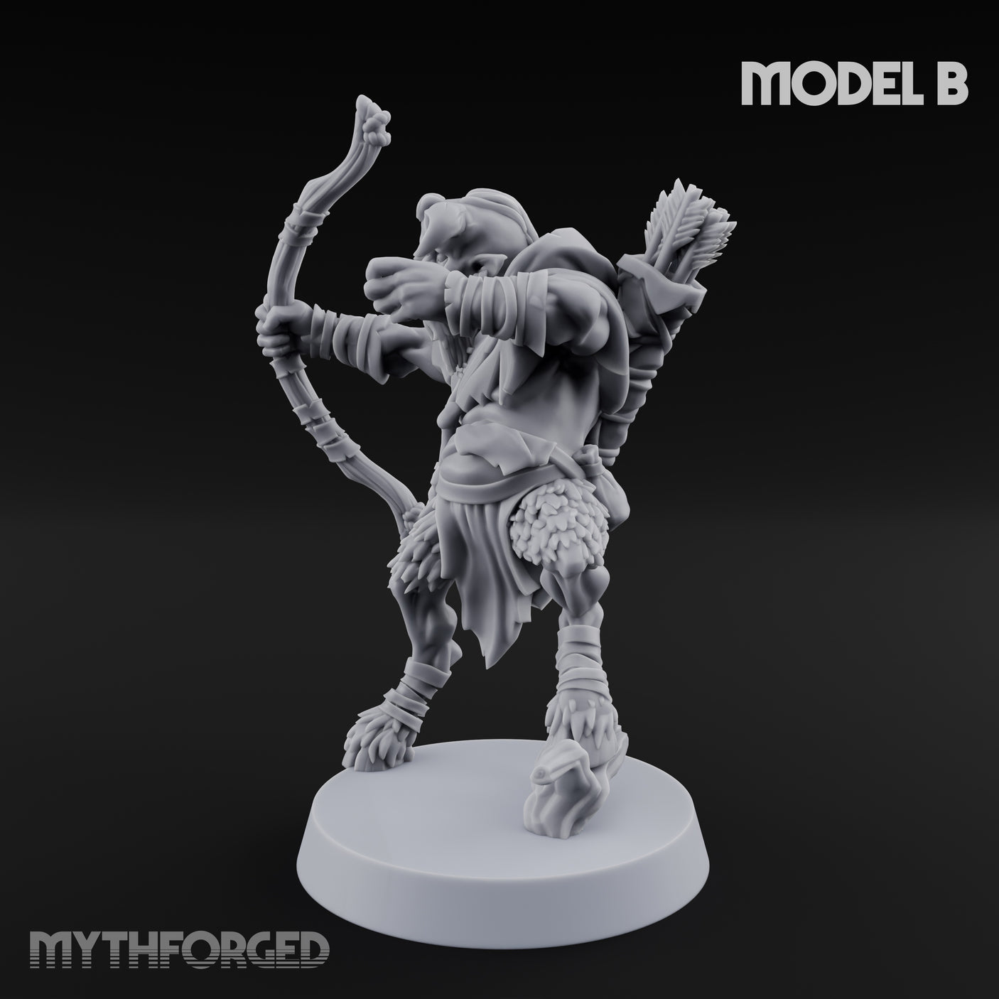 Nocking And Loosing Satyr Archer B Miniature for Dungeons and Dragons, Pathfinder or other TTRPGs