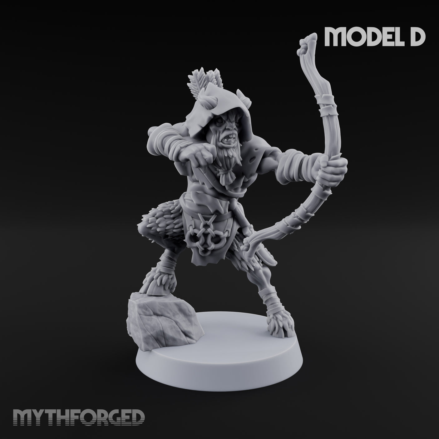 Nocking And Loosing Satyr Archer D Miniature for Dungeons and Dragons, Pathfinder or other TTRPGs