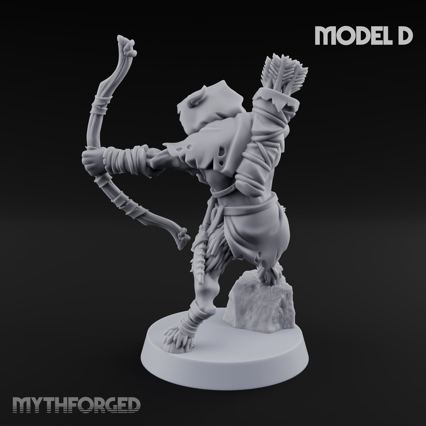 Nocking And Loosing Satyr Archer D Miniature for Dungeons and Dragons, Pathfinder or other TTRPGs
