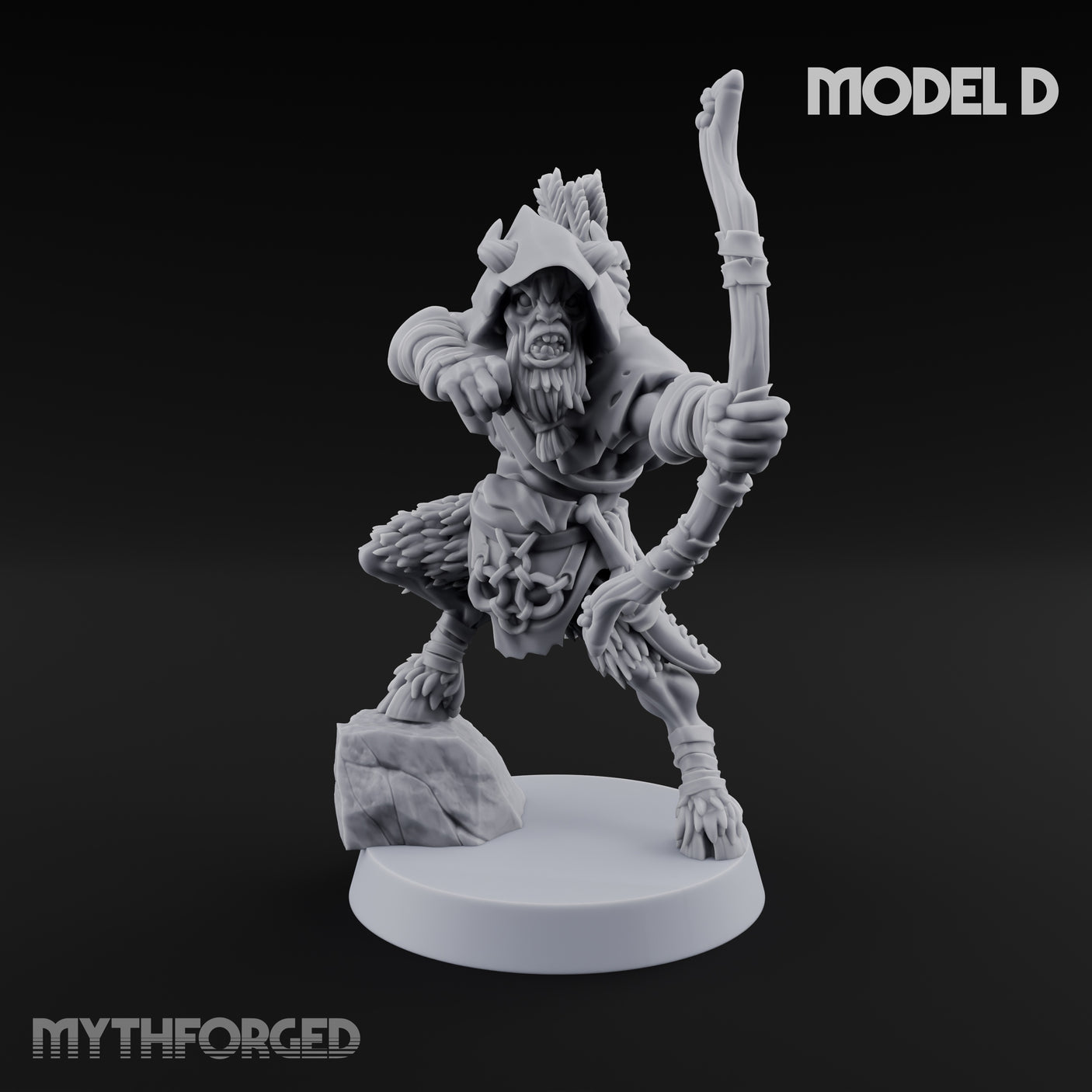 Nocking And Loosing Satyr Archer D Miniature for Dungeons and Dragons, Pathfinder or other TTRPGs