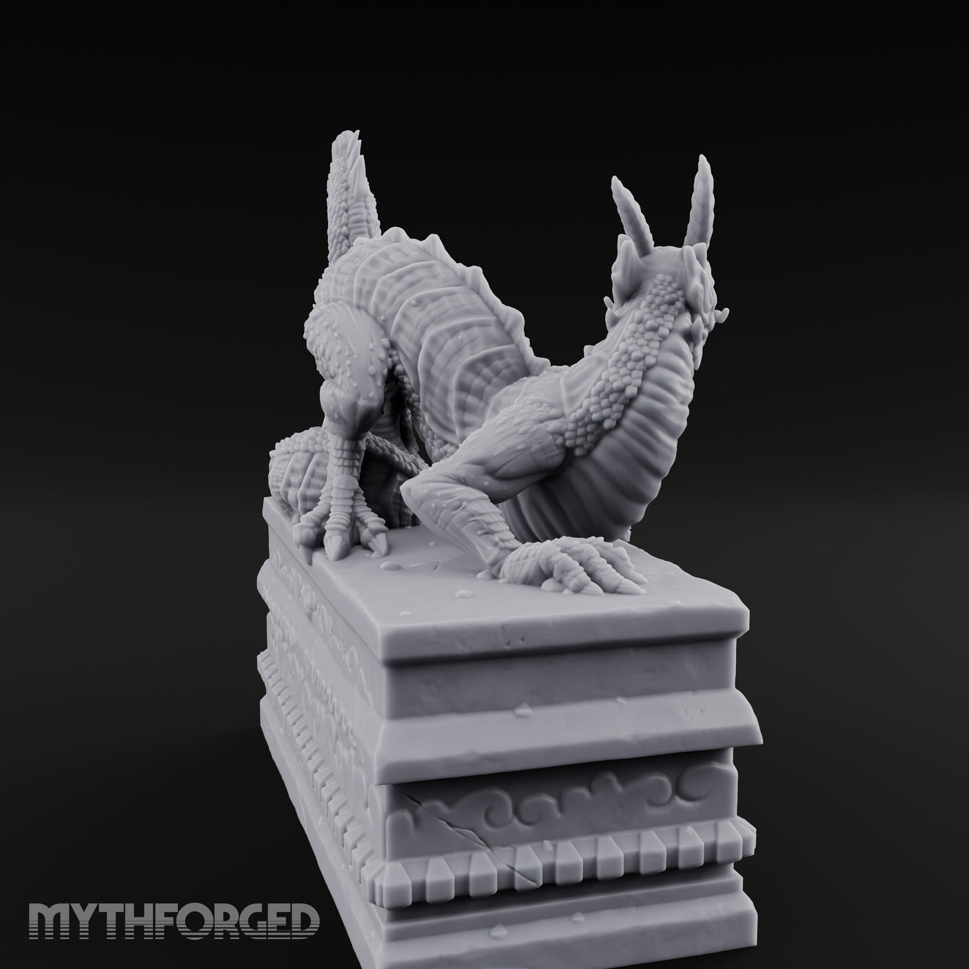 Scale-Coiled Claw-Gripping Eastern Dragon Statue Miniature for Dungeons and Dragons, Pathfinder or other TTRPGs