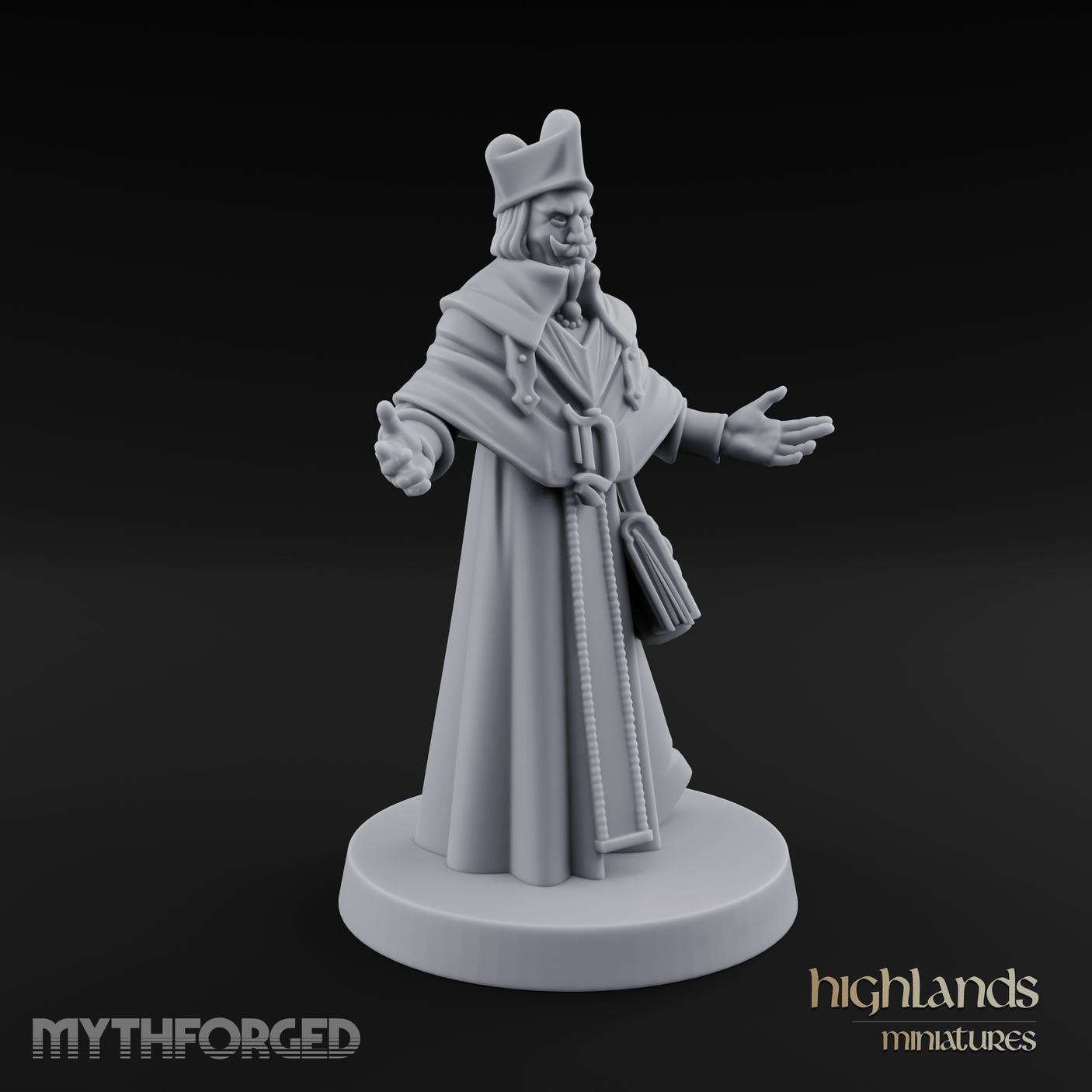 Arms Spread Wide Preaching Human Cleric Miniature for Dungeons and Dragons, Pathfinder or other TTRPGs