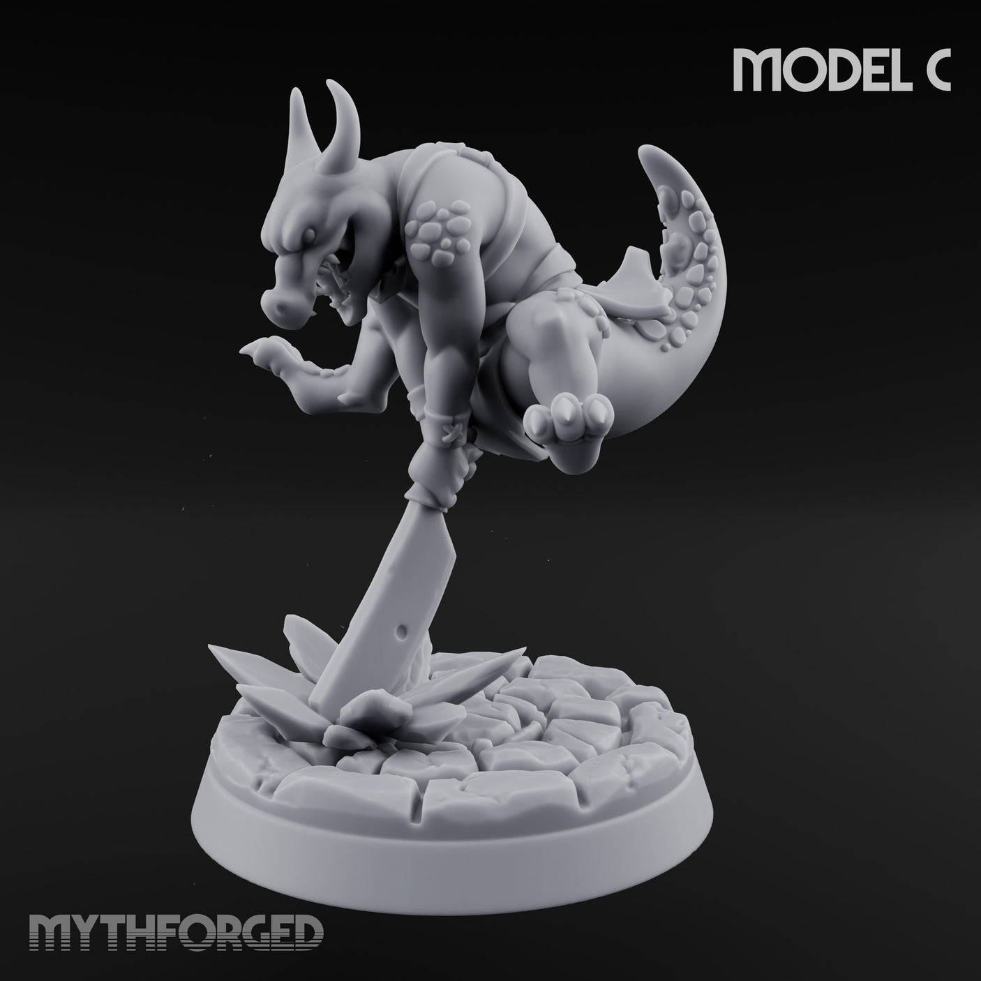 Scrapping And Clawing Kobold Warrior C Miniature for Dungeons and Dragons, Pathfinder or other TTRPGs