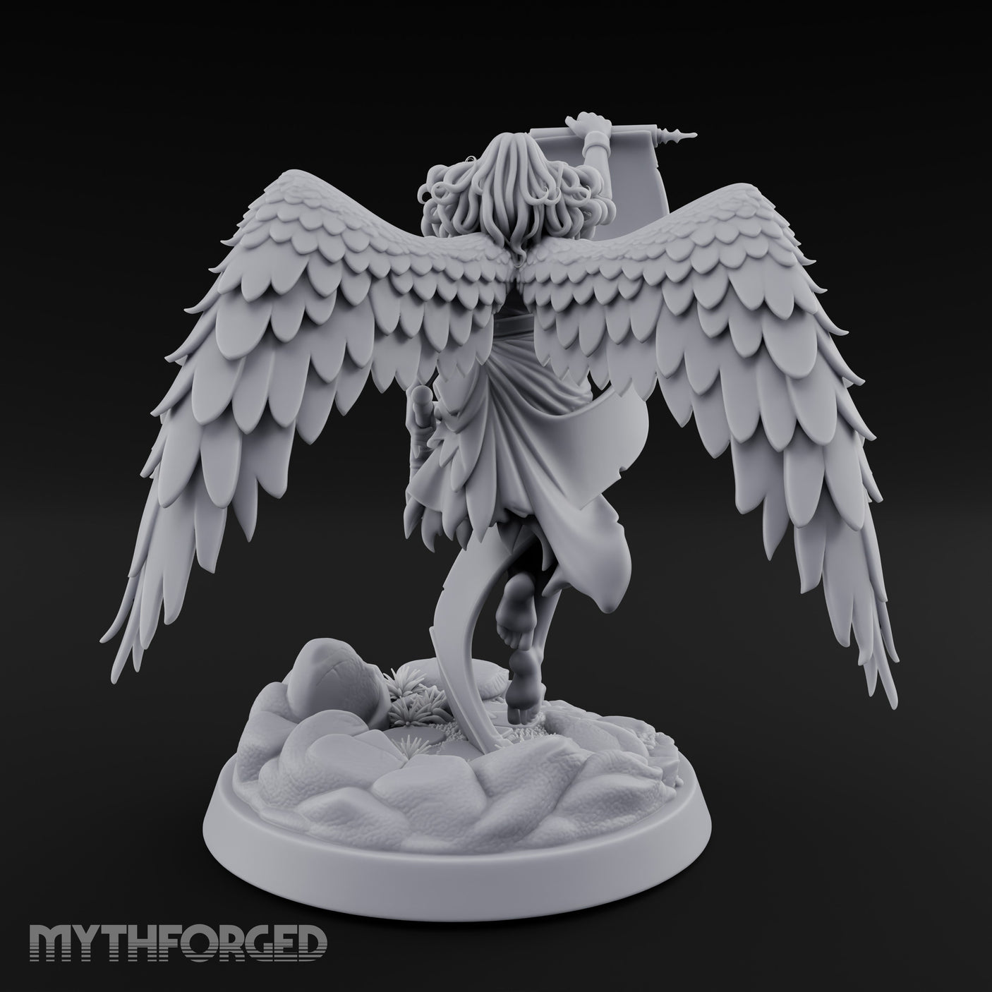 Scroll And Hammer Bearing Angel Herald Miniature for Dungeons and Dragons, Pathfinder or other TTRPGs