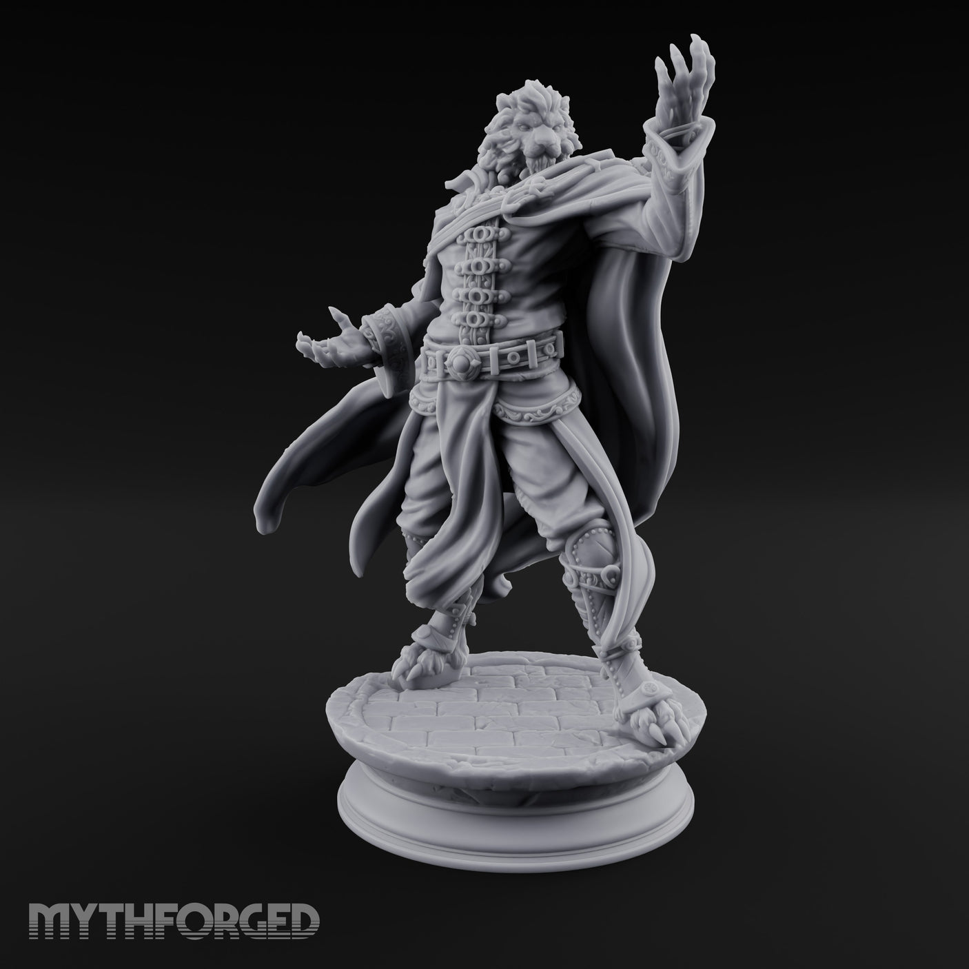 Scroll Brandishing Leonin Sorcerer Miniature for Dungeons and Dragons, Pathfinder or other TTRPGs