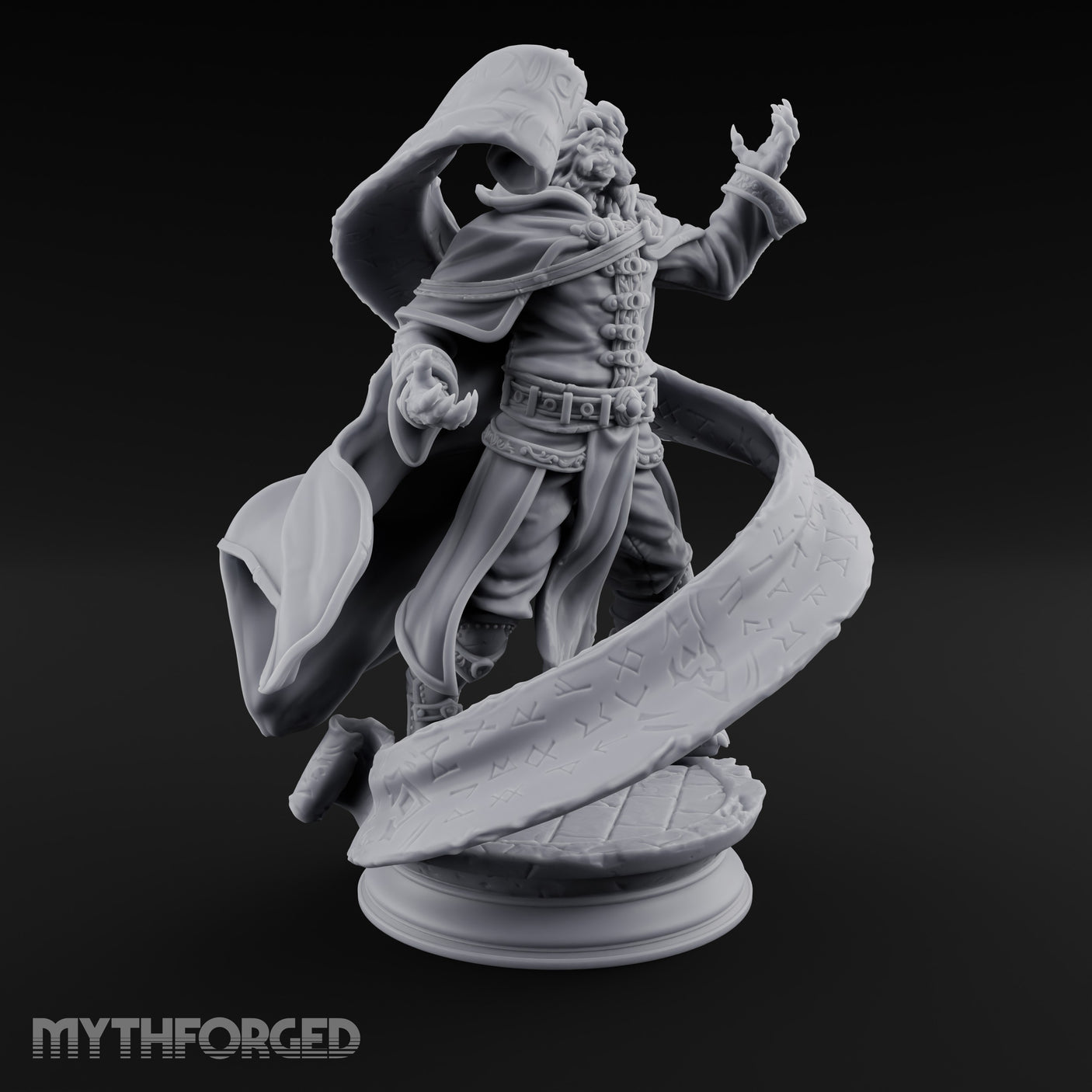 Scroll Brandishing Leonin Sorcerer Miniature for Dungeons and Dragons, Pathfinder or other TTRPGs