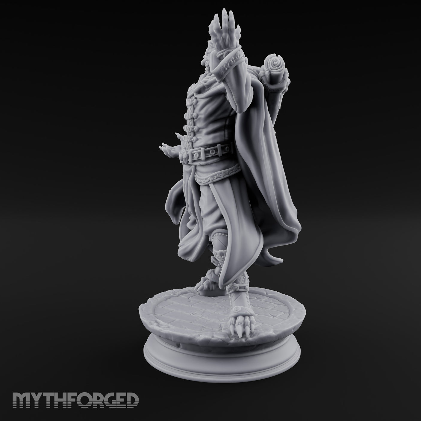 Scroll Brandishing Leonin Sorcerer Miniature for Dungeons and Dragons, Pathfinder or other TTRPGs