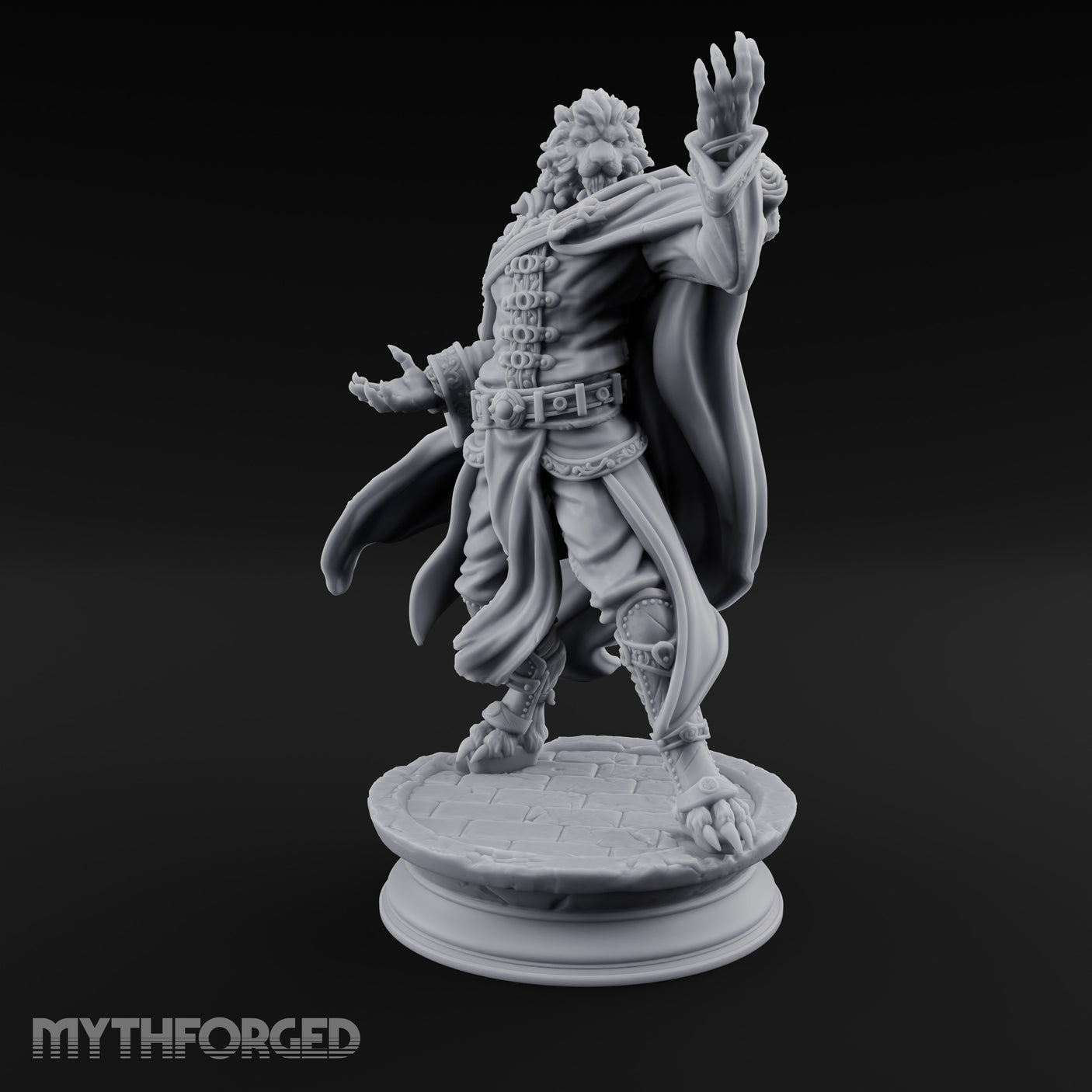 Scroll Brandishing Leonin Sorcerer Miniature for Dungeons and Dragons, Pathfinder or other TTRPGs