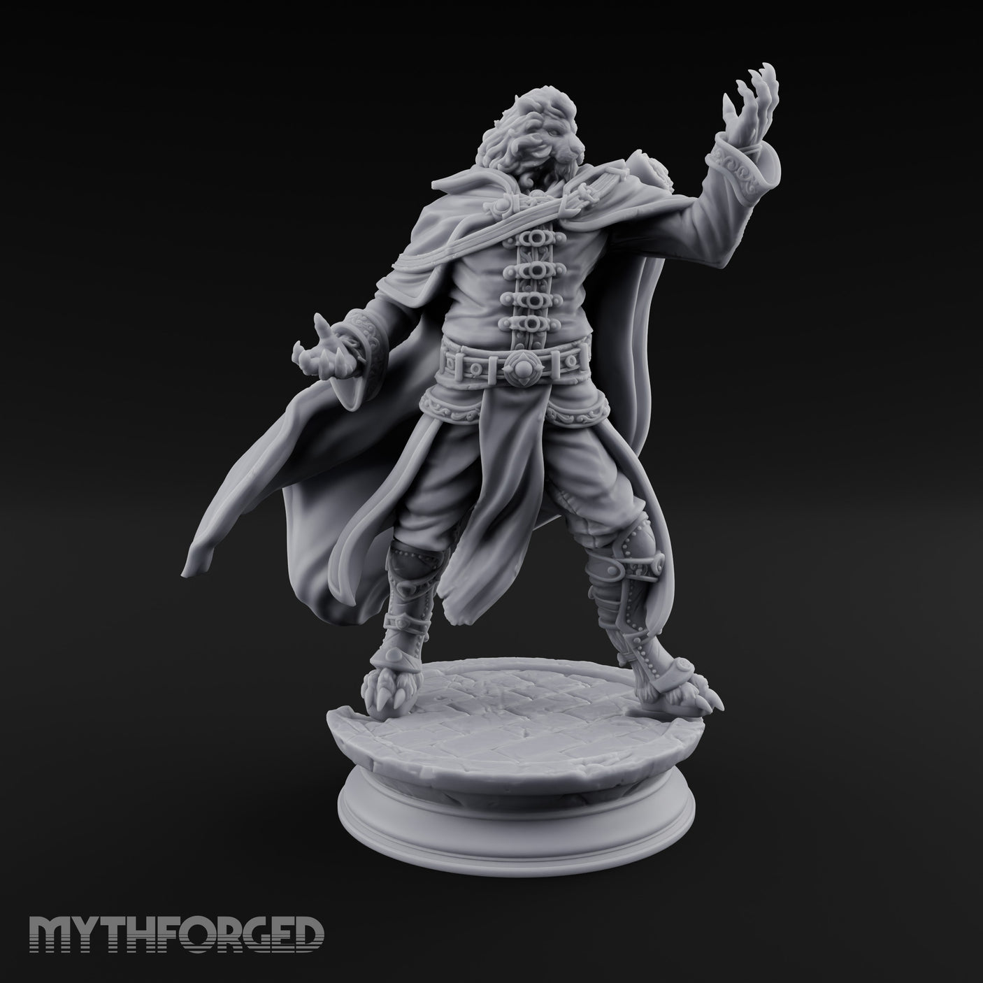 Scroll Brandishing Leonin Sorcerer Miniature for Dungeons and Dragons, Pathfinder or other TTRPGs